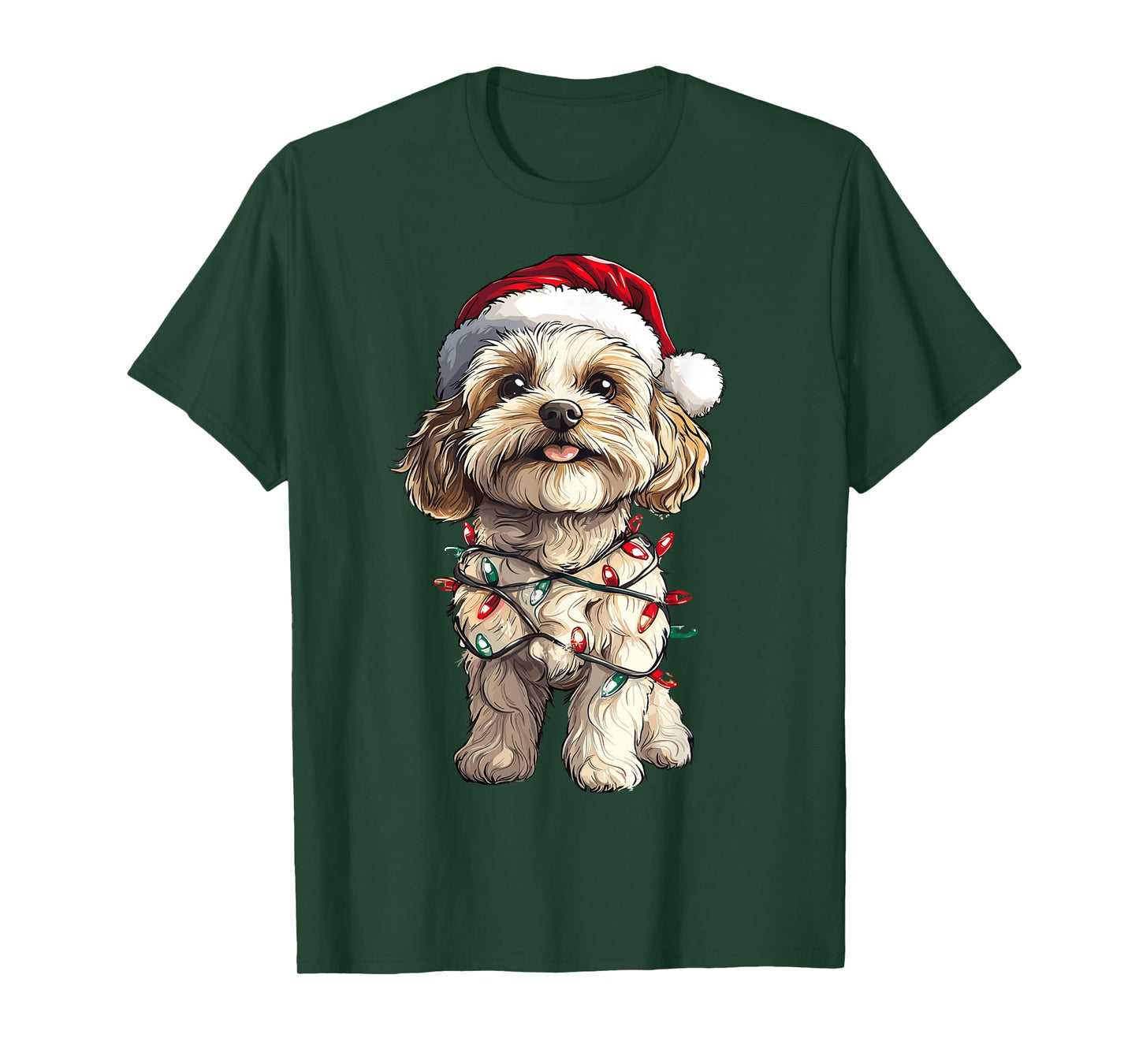 Cavachon Santa Christmas Tree Lights Xmas Dog Lover Pajama T-Shirt