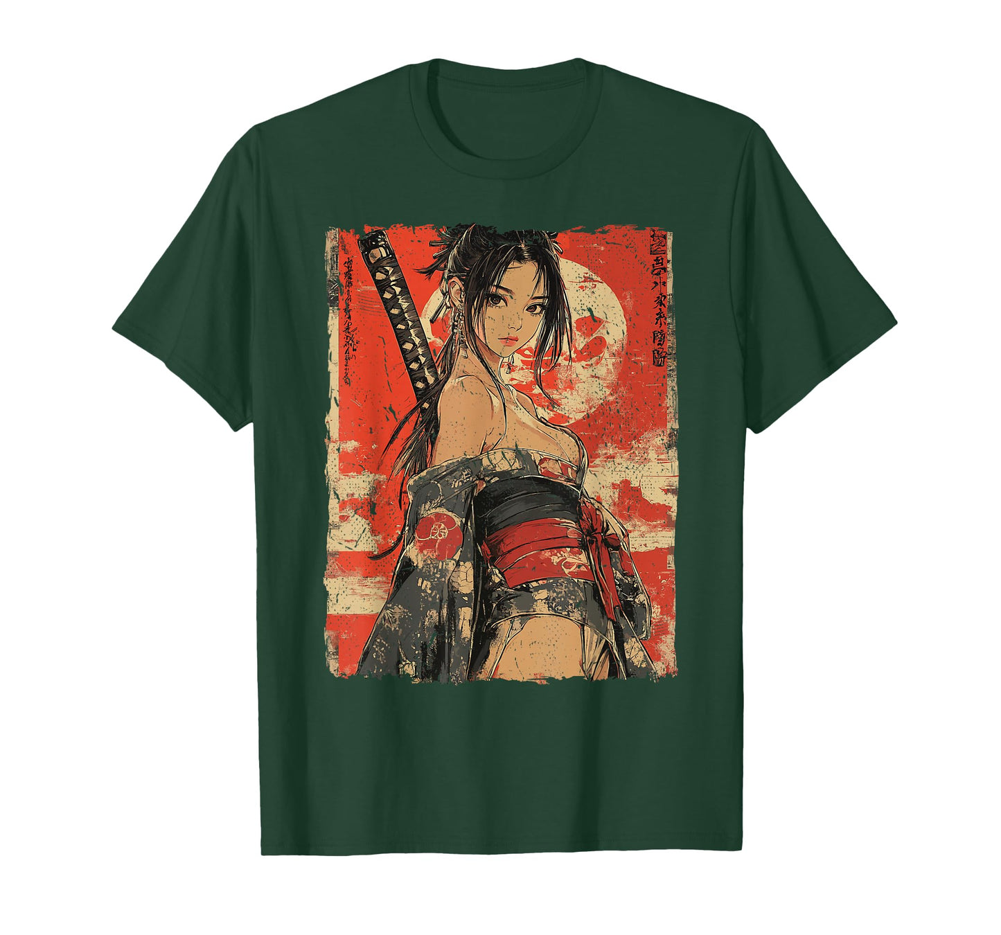 Samurai Warrior Waifu Girl Japanese Ukiyo-e Manga Samurai T-Shirt