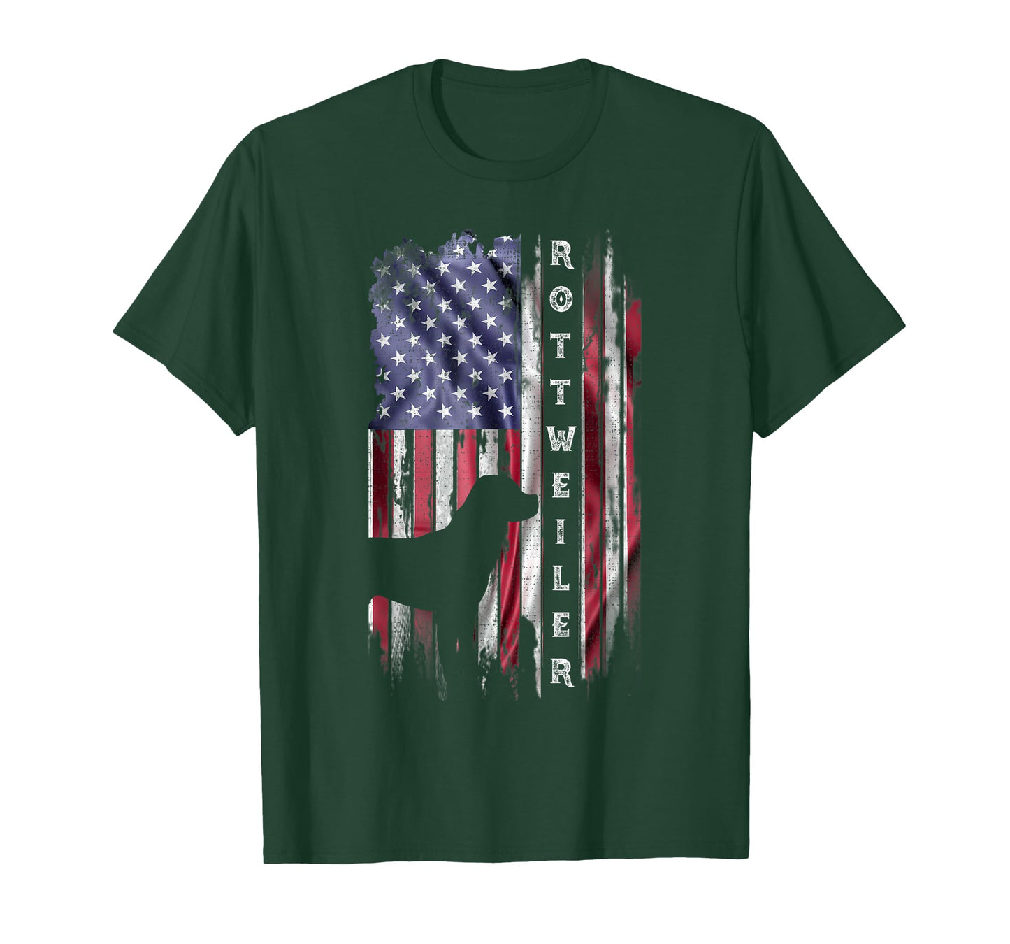 Vintage USA Flag Rottweiler Dog Rottie Lover Silhouette T-Shirt