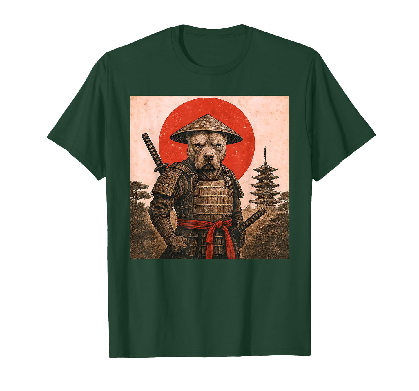 Pit Bull Samurai Warrior Vintage Japanese Ukiyo-e Dog Lover T-Shirt
