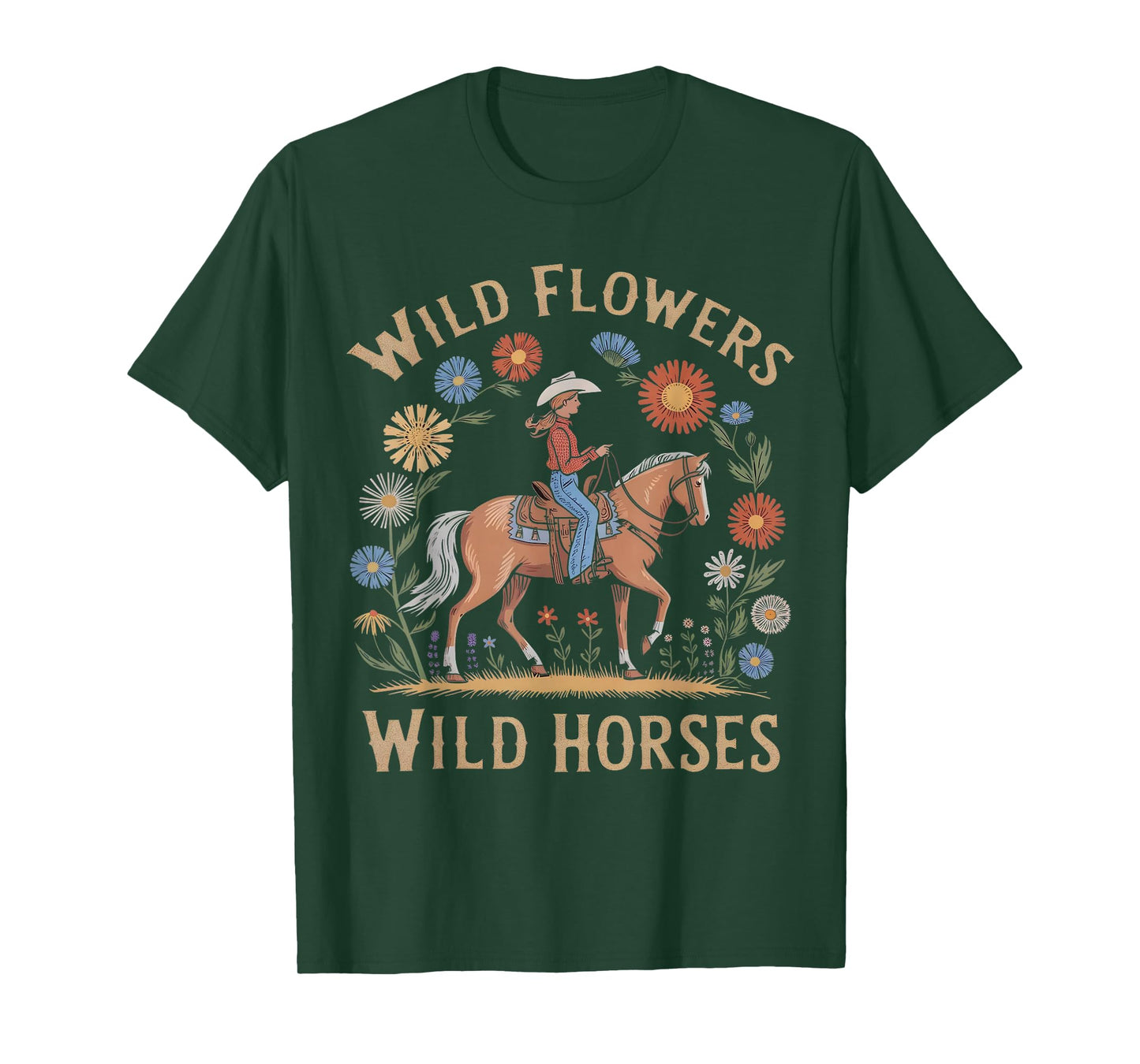 Retro Southern Sunset Wild Cowgirl Flowers - Wild T-Shirt