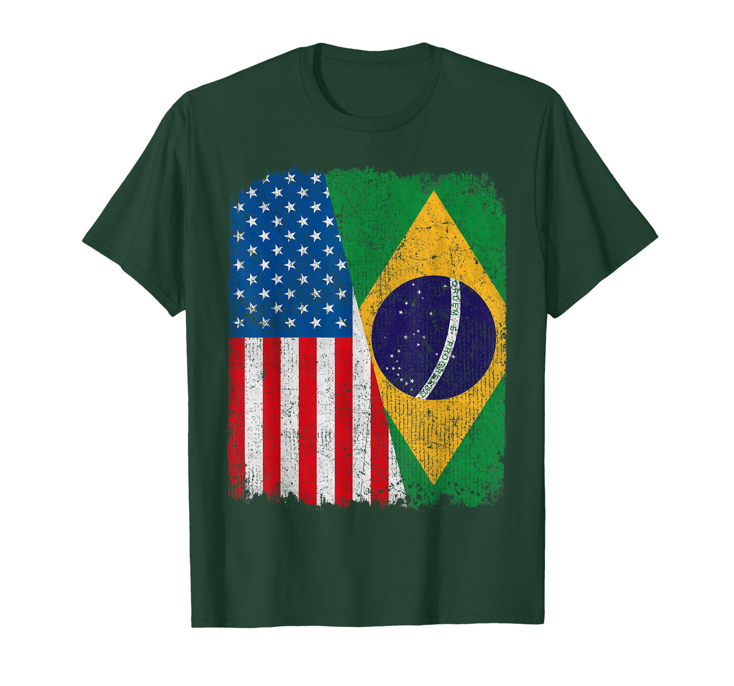 Brazilian American Flag Half USA Brazil Root Proud T-Shirt