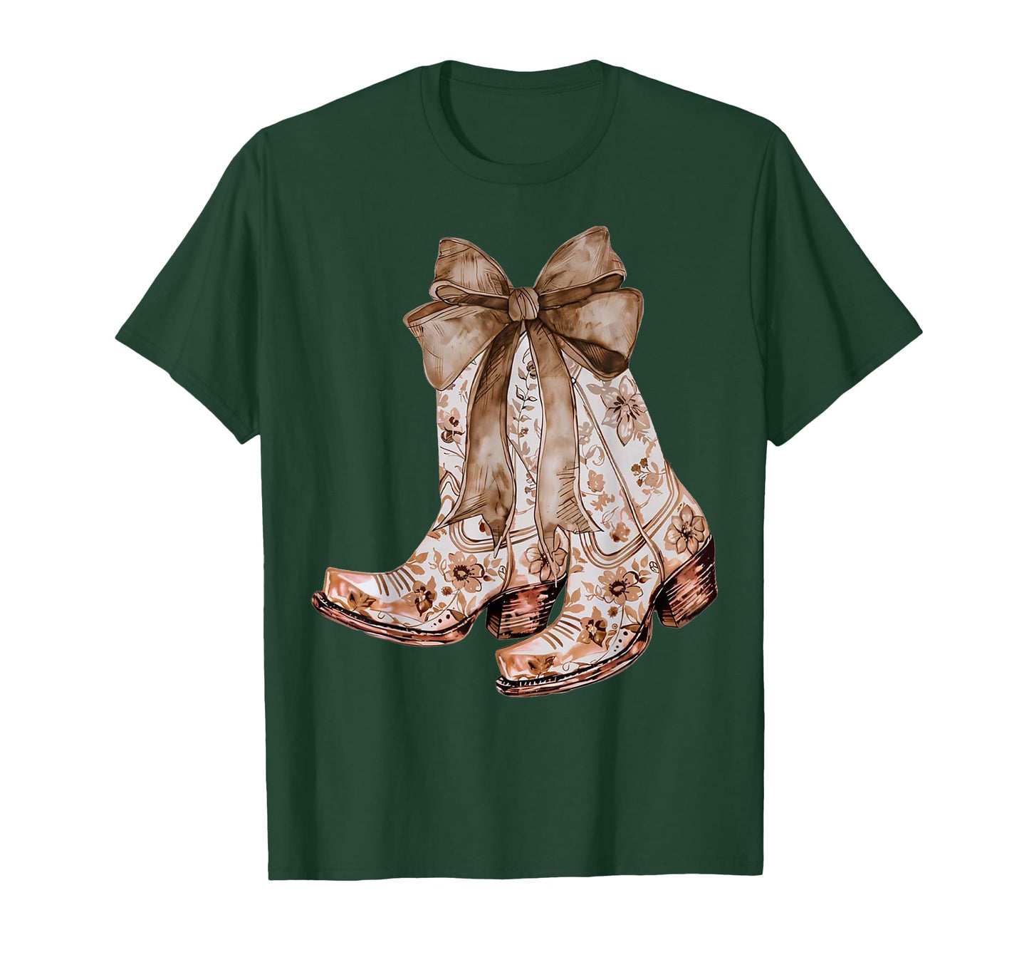 Western Cowgirl Bow Howdy Brown Leather Bow Cowhide Coquette T-Shirt