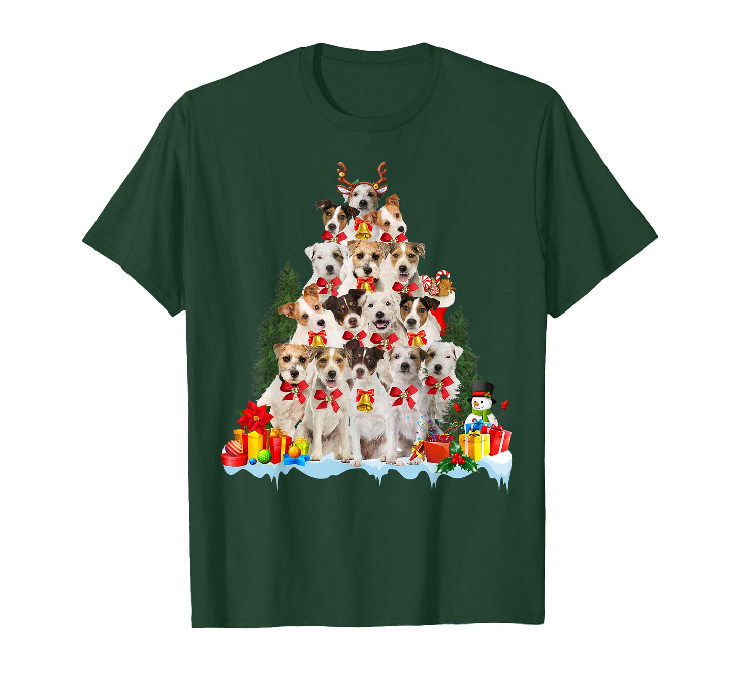 Christmas Pajama Parson Russell Terrier Xmas Tree Gifts Dog T-Shirt