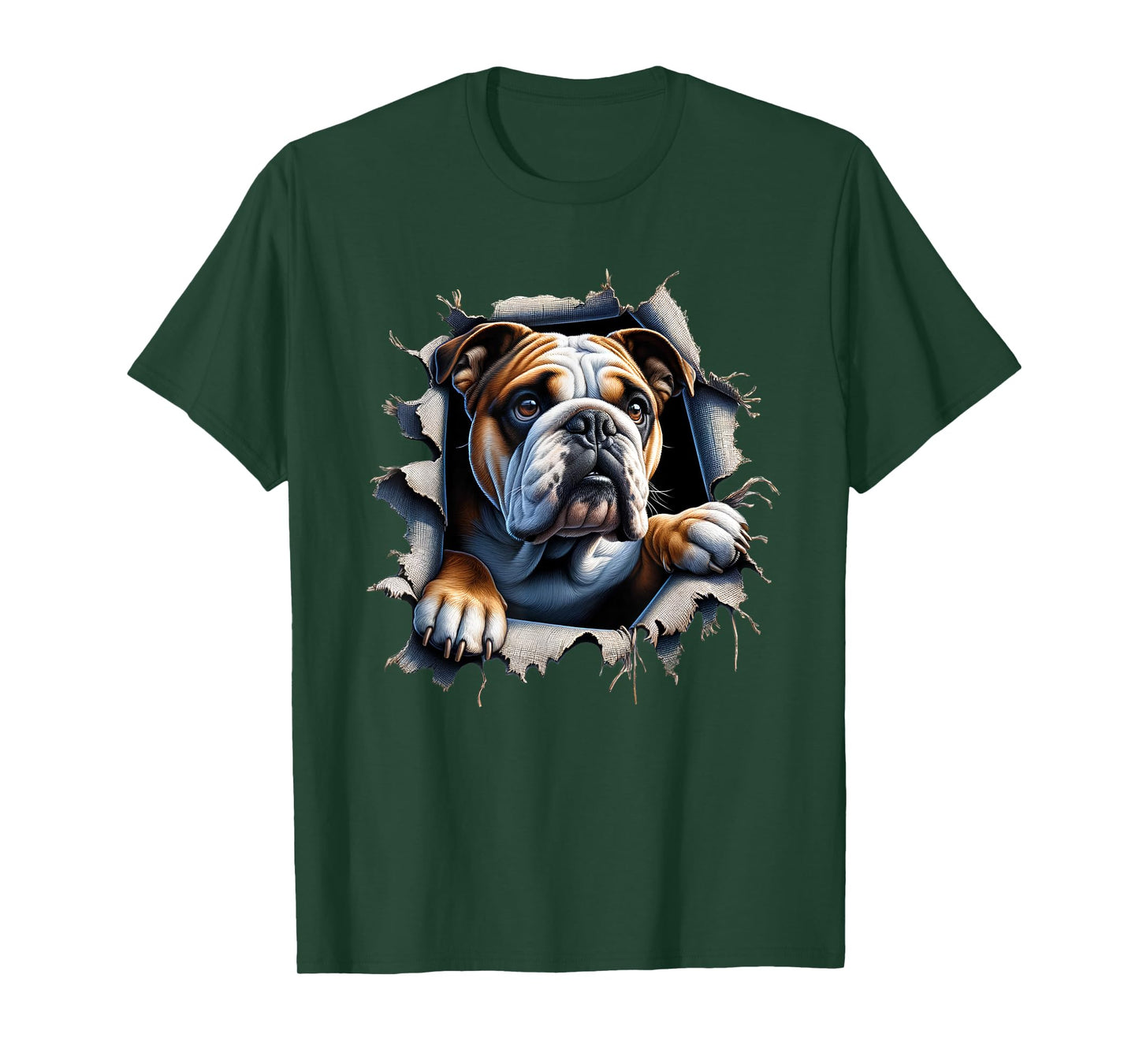 Bulldog Tearing Out Ripping Through Clothes Torn Cloth T-Shirt