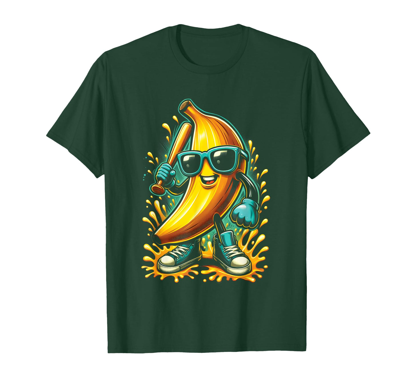 Banana Playing Baseball Meme Fruit Lover Baseball Player T-Shirt