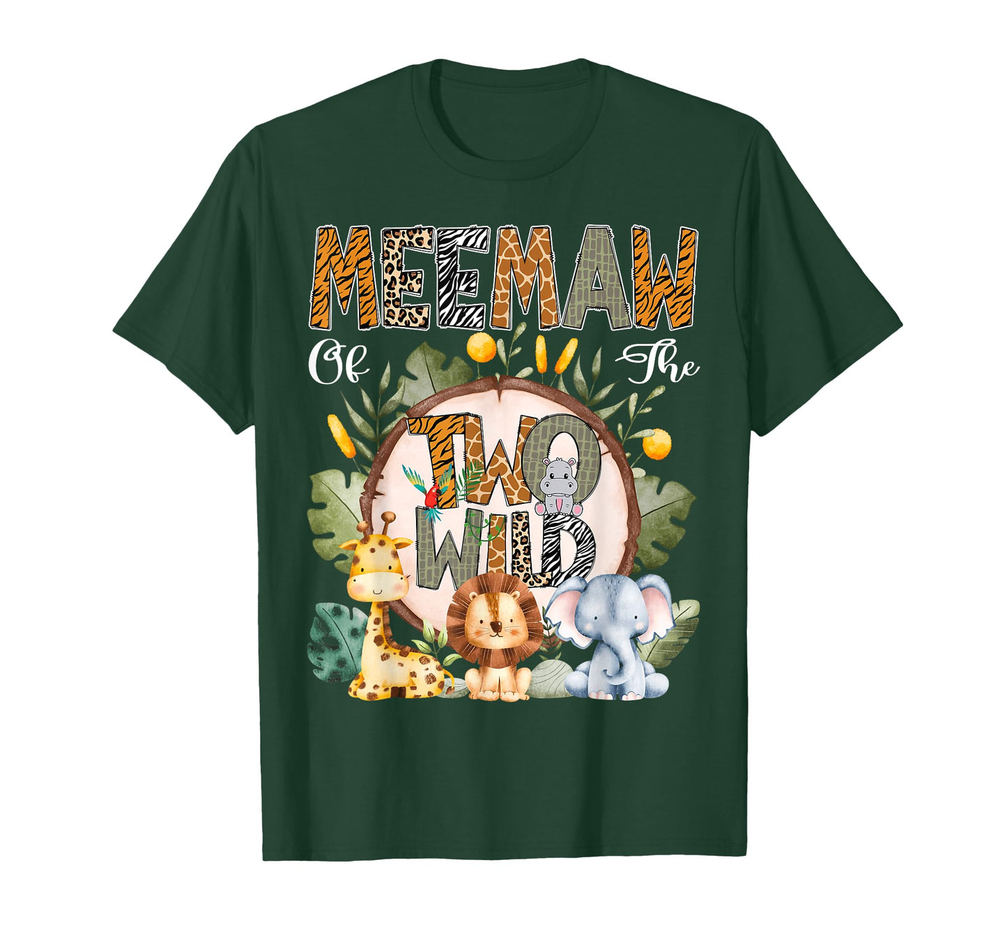 Meemaw Of The Two Wild Animal Safari 2Nd Birthday Party T-Shirt