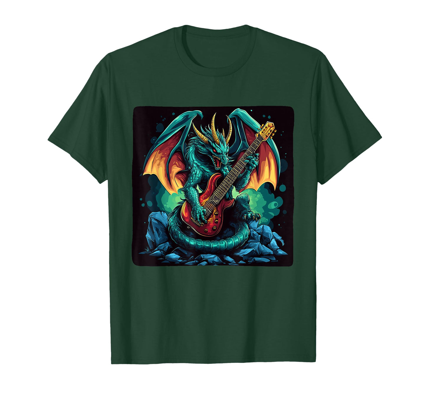 Set the Beat with this Guitar Playing Dragon T-Shirt