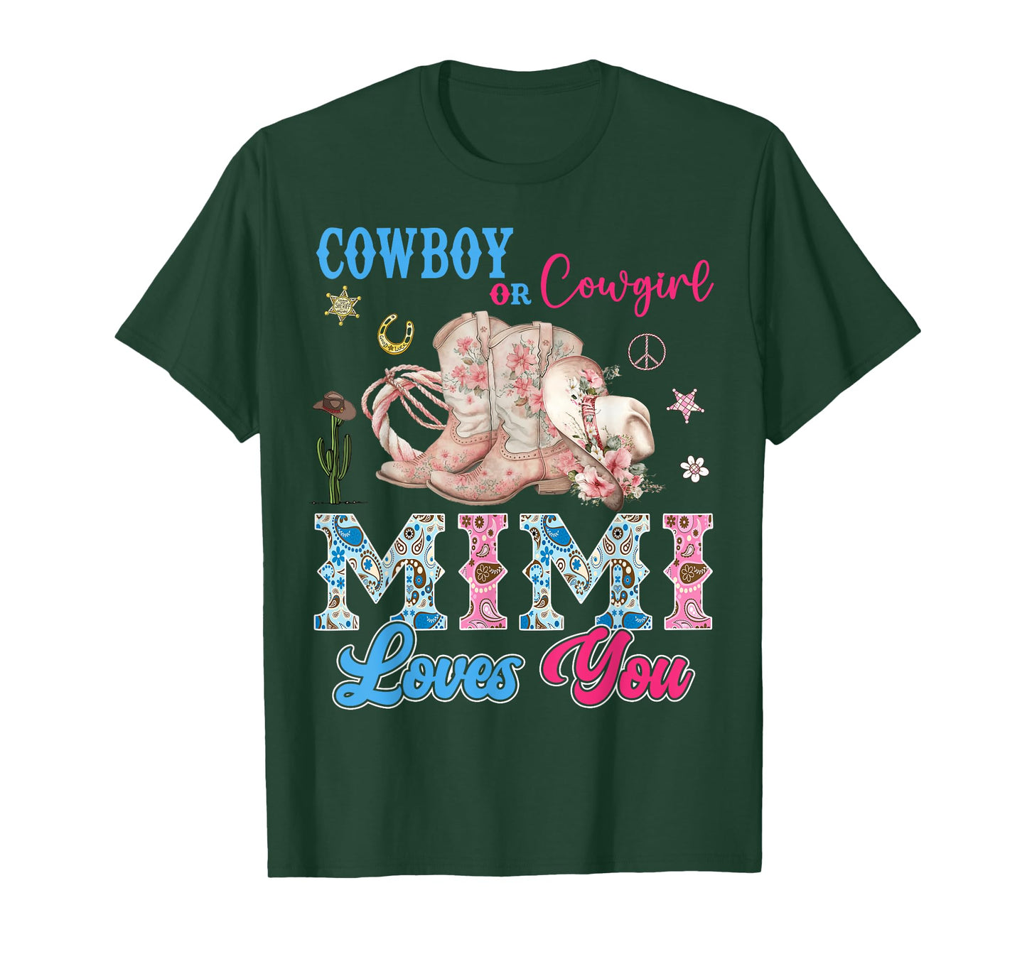 Cowboy Or Cowgirl Mimi Loves You Gender Reveal Party T-Shirt
