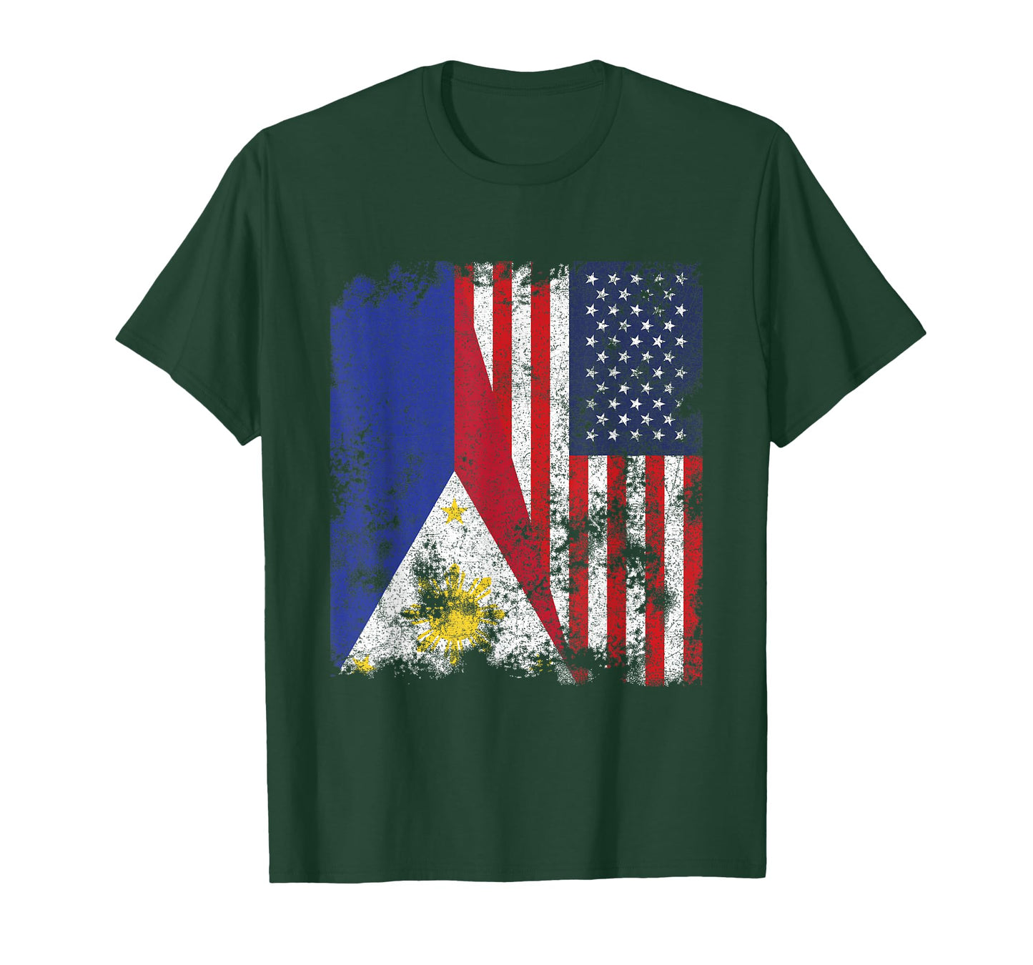 Philippines USA Flag Distressed - Half American T-Shirt