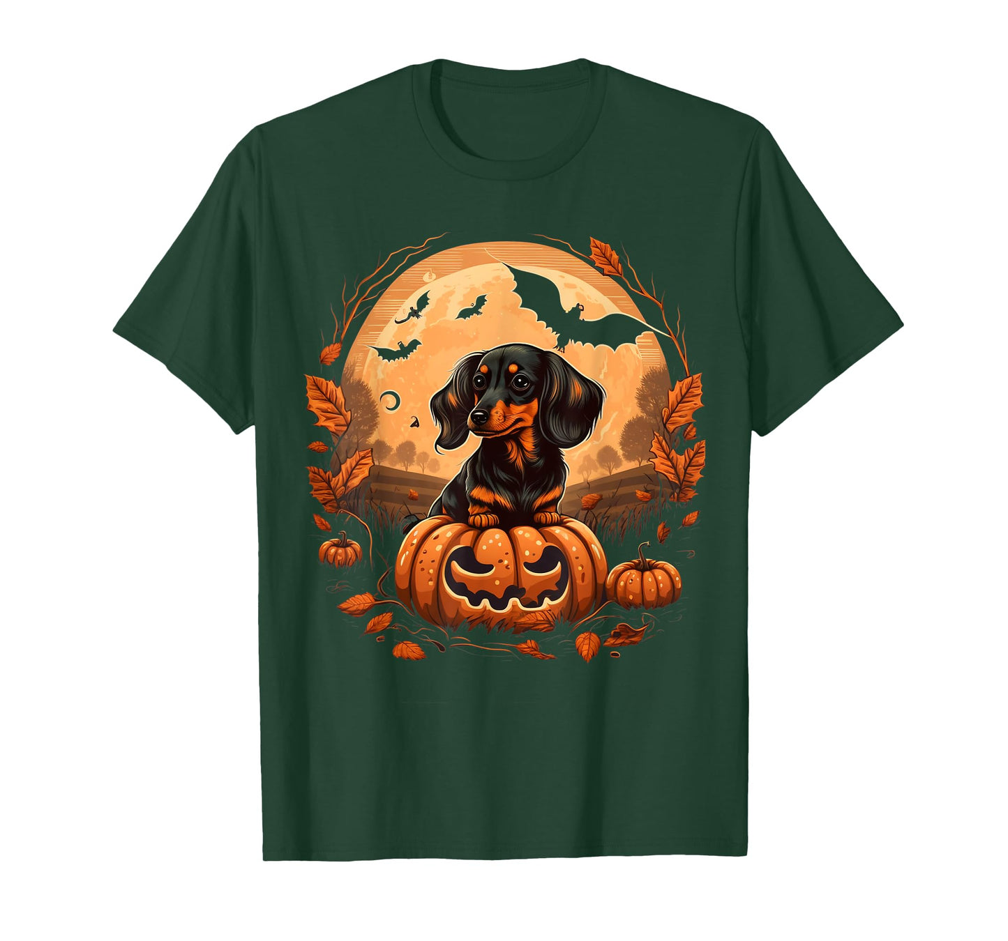Pumpkin Dachshund costume on Dachshund Halloween T-Shirt