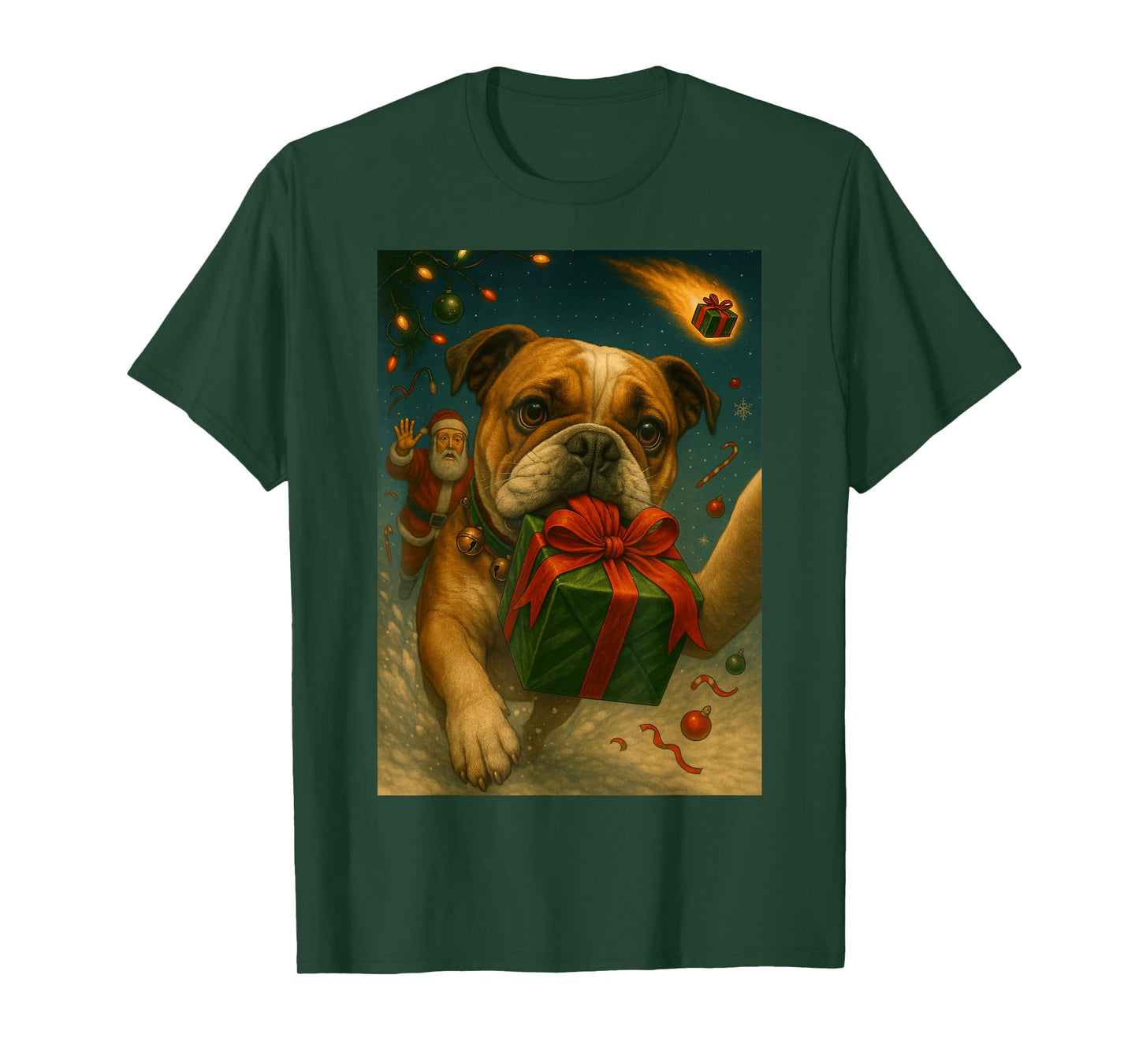 Christmas English Bulldog Shirt - Funny Dog Selfie & Santa T-Shirt