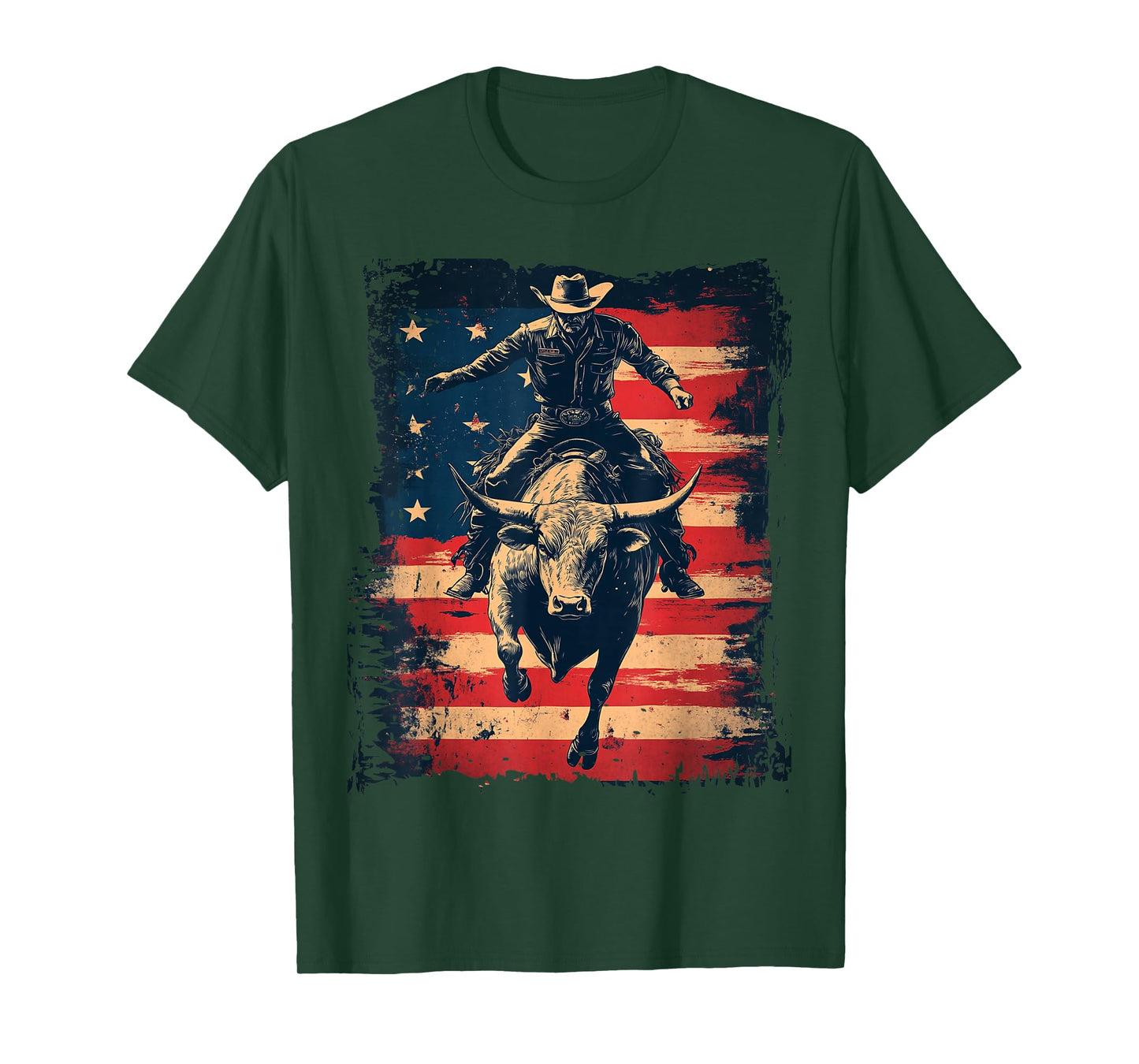 Rodeo Bull Rider Vintage Flag Grit T-Shirt
