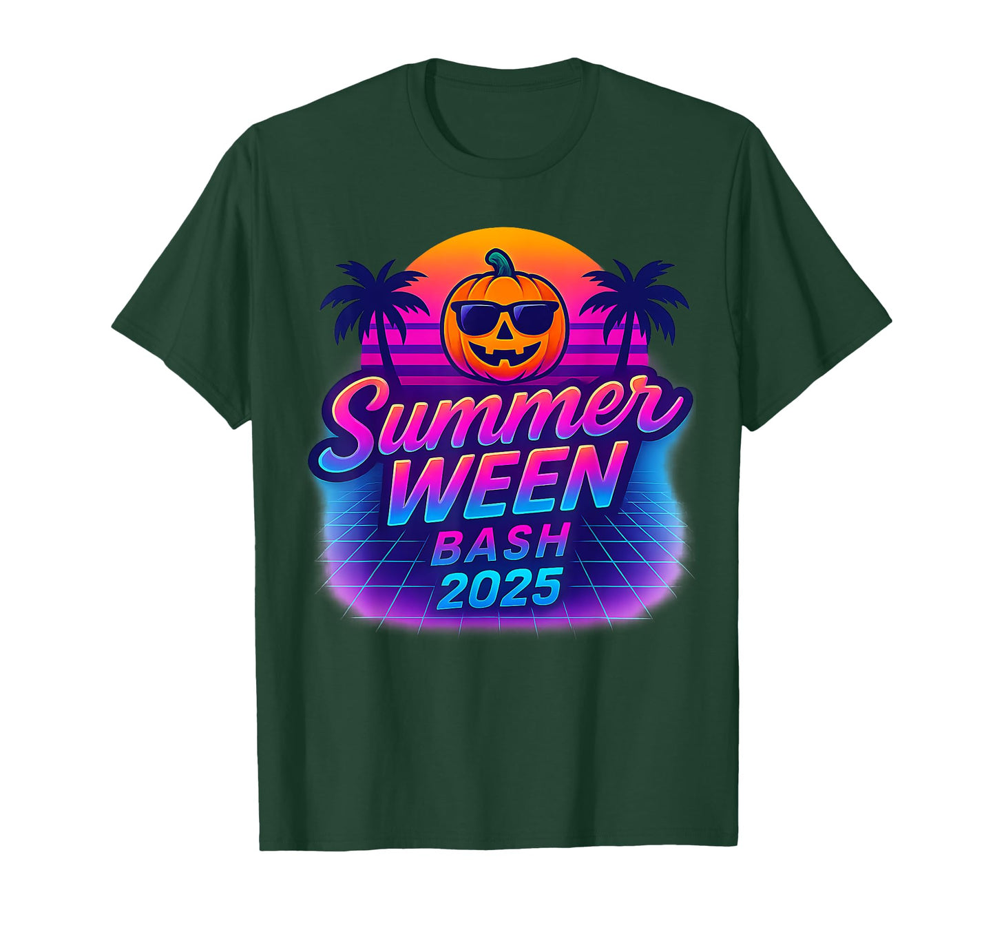 SummerWeen Bash 2025 Skeleton Beach Party Halloween Vibes T-Shirt