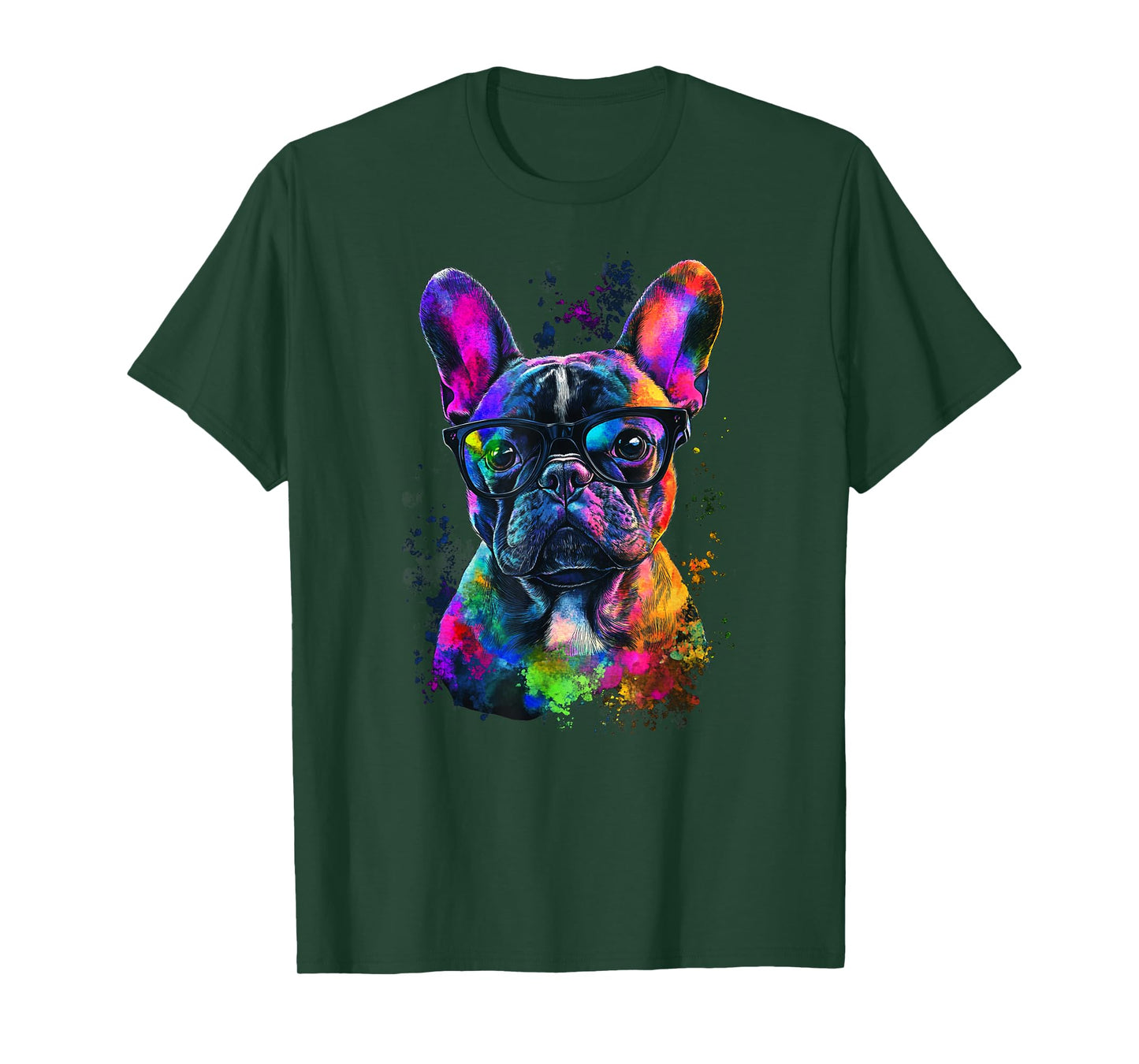 Colorful French bulldog Face Cute Puppy Dog Lover Men Women T-Shirt