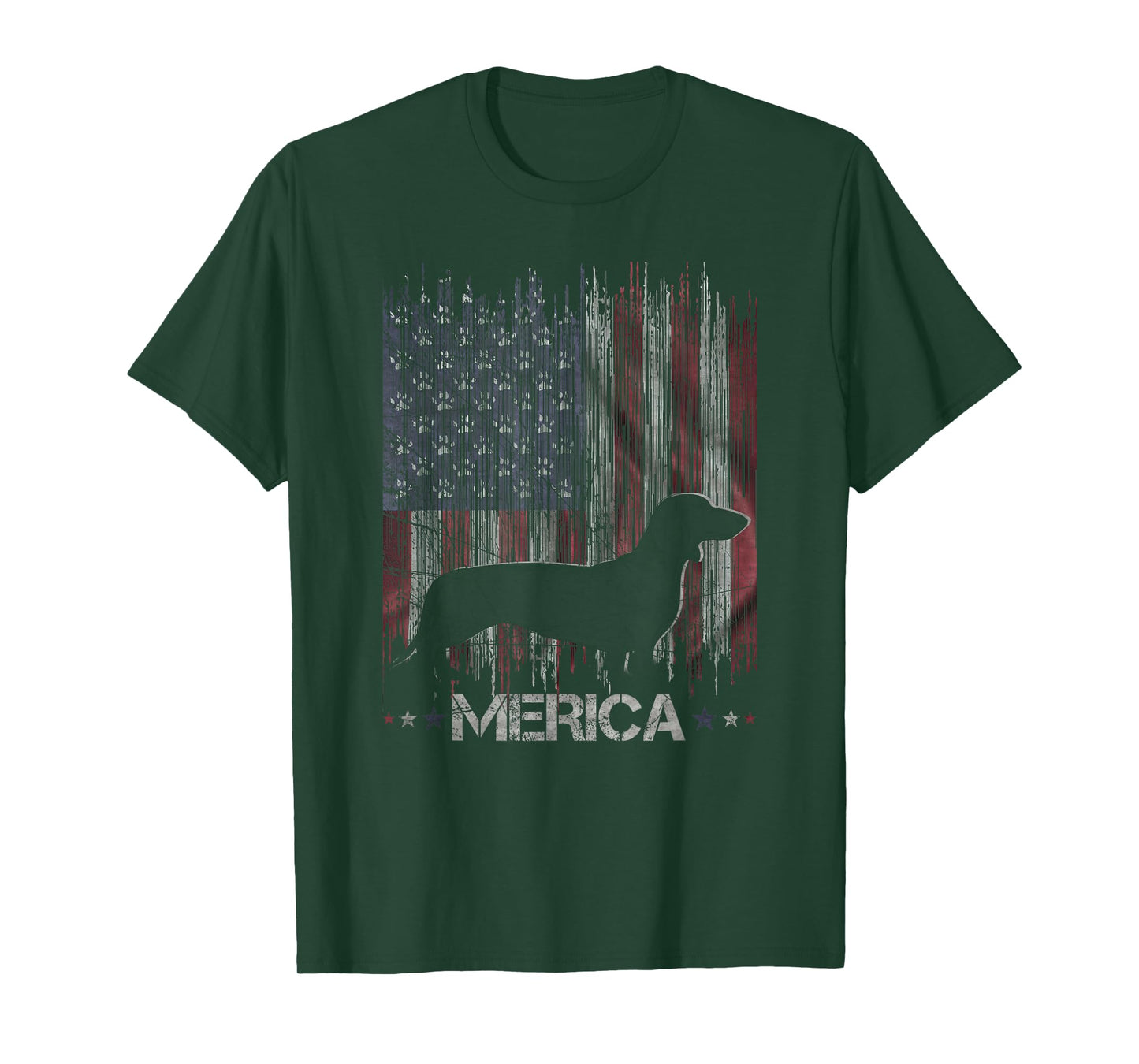 Vintage Dachshund Dog, Merica Weiner Dog USA Flag T-Shirt