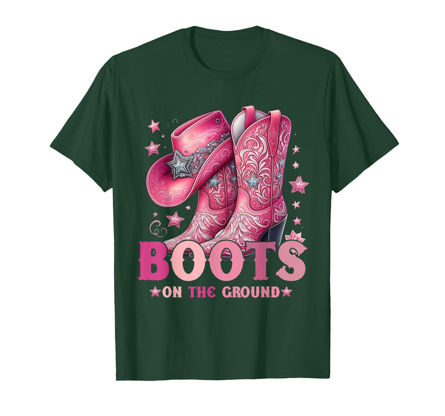 Boots On The Ground Western Cowgirl Hat Boots Girls Women T-Shirt