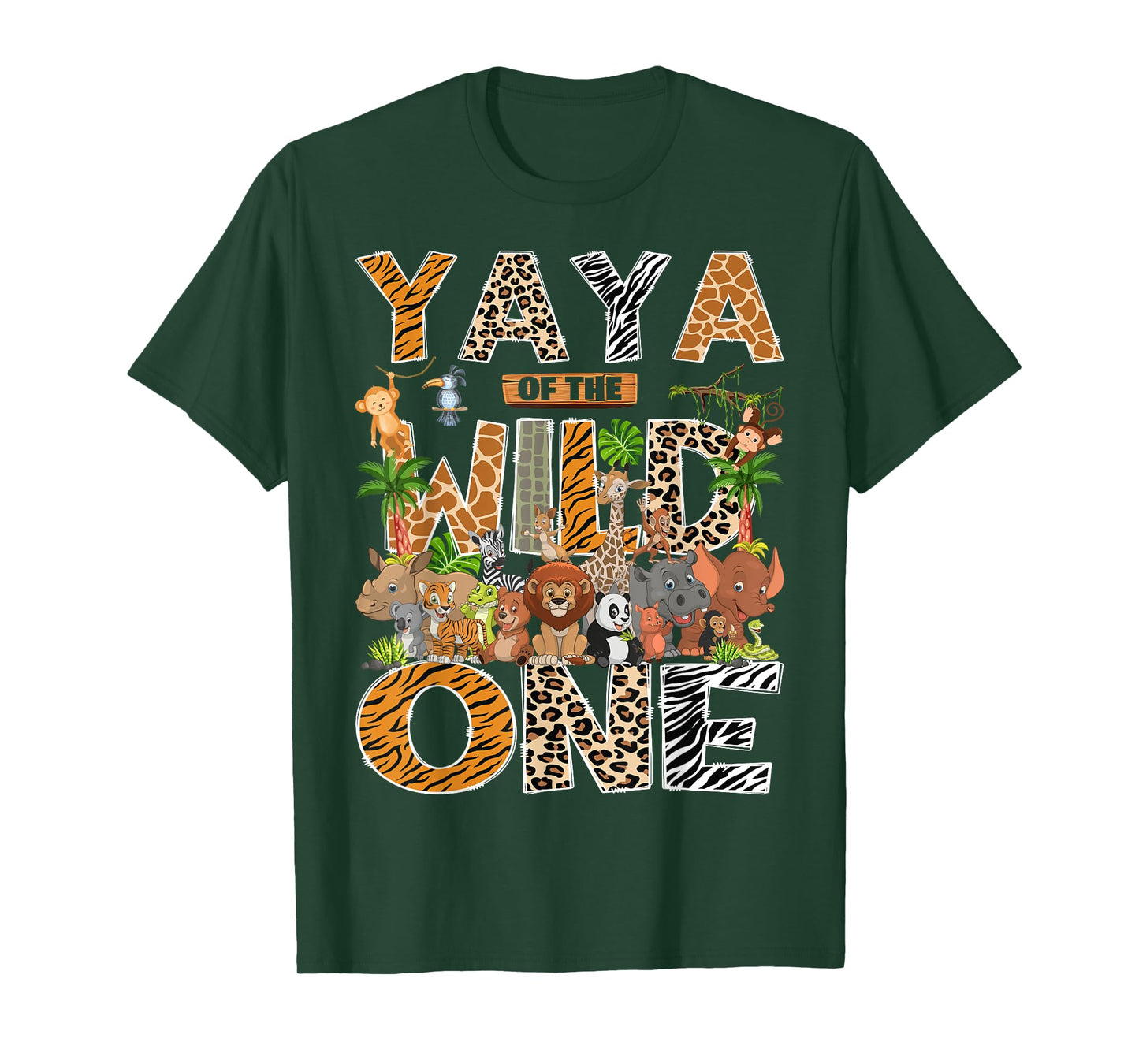Yaya Of The Wild One Safari Zoo Animal 1St Birthday T-Shirt