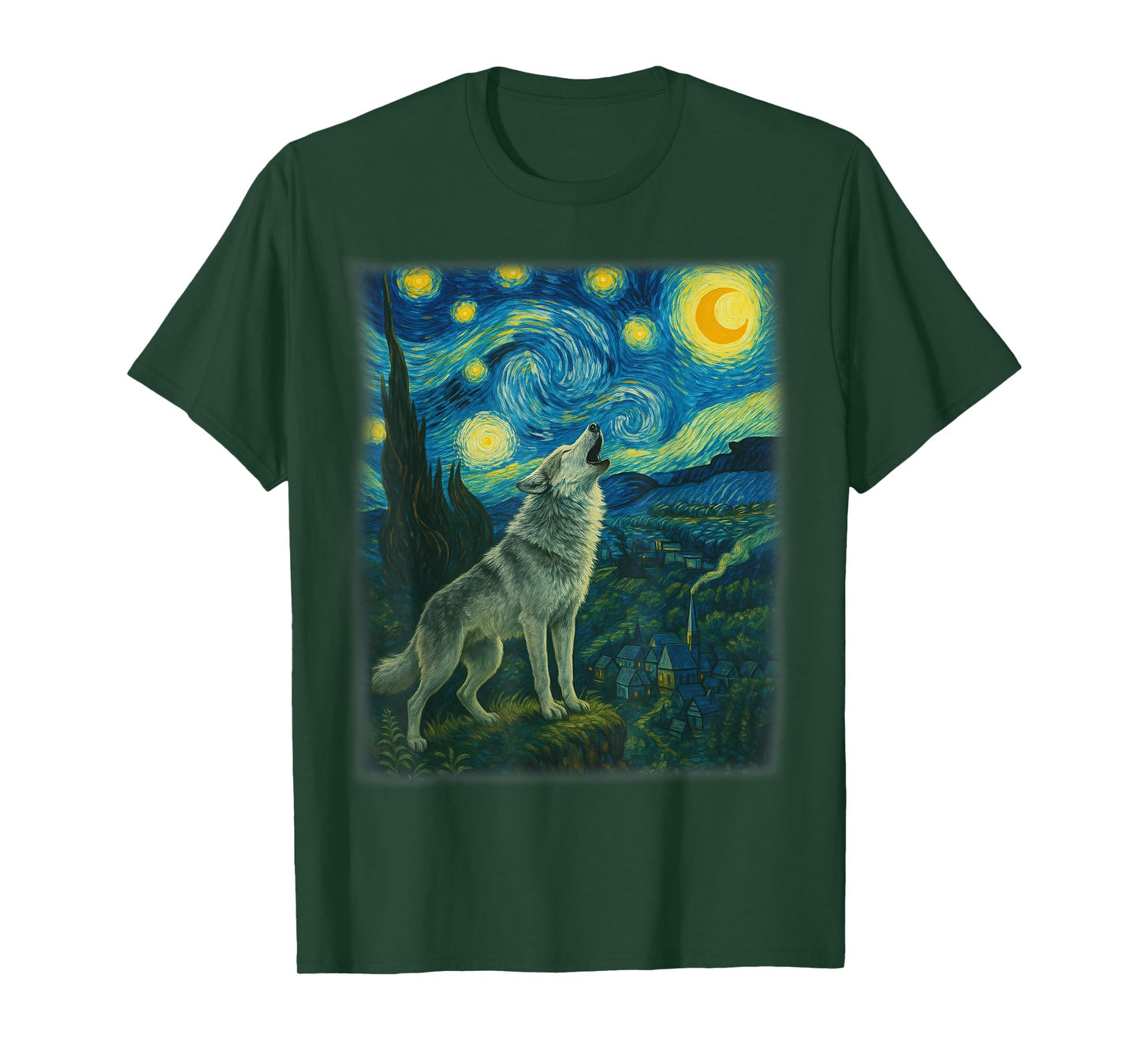 Wolf Starry Night Howling Moon Funny Gifts For Men Women Kid T-Shirt