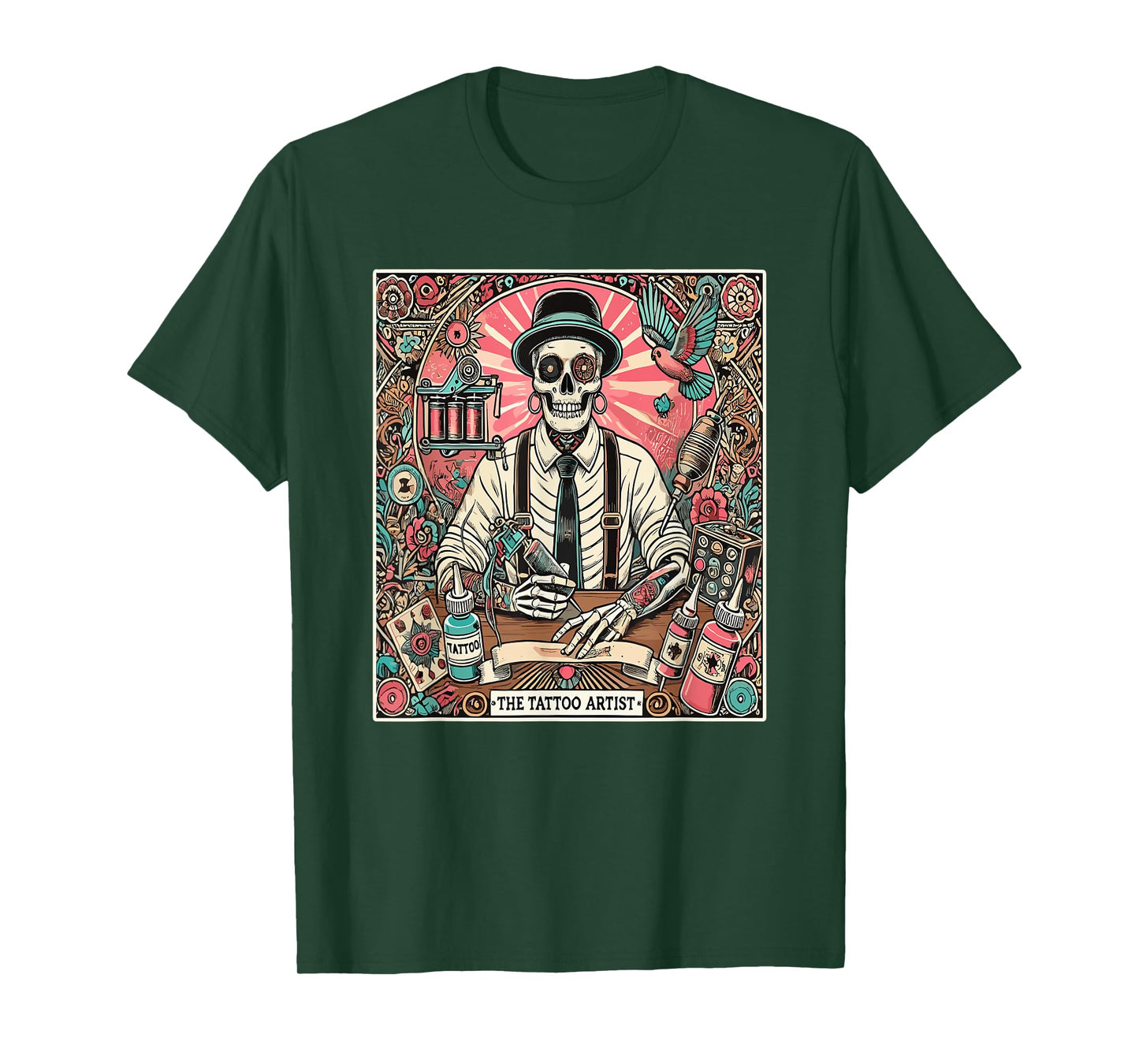 Tattoo Artist Tarot Card Skeleton Drawing Tattooist T-Shirt