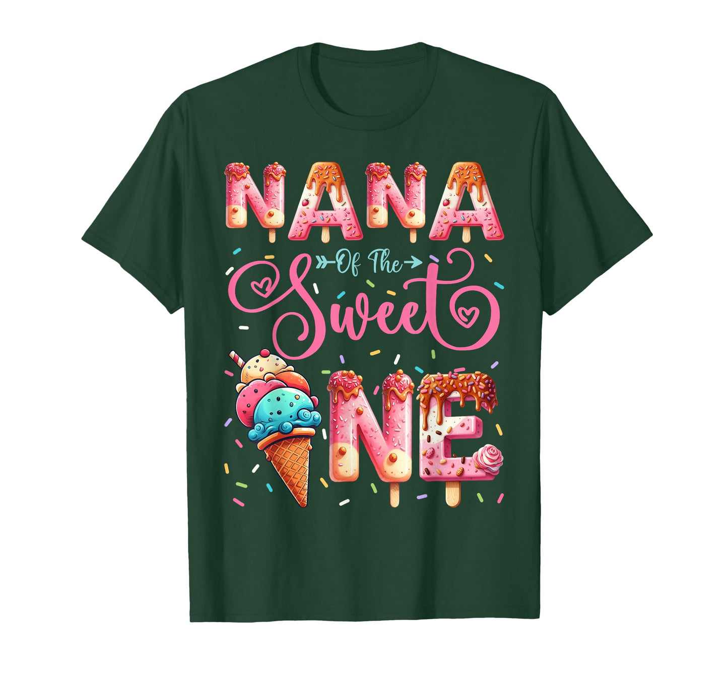 Nana Of The Sweet One 1St Birthday Ice Cream Lover T-Shirt