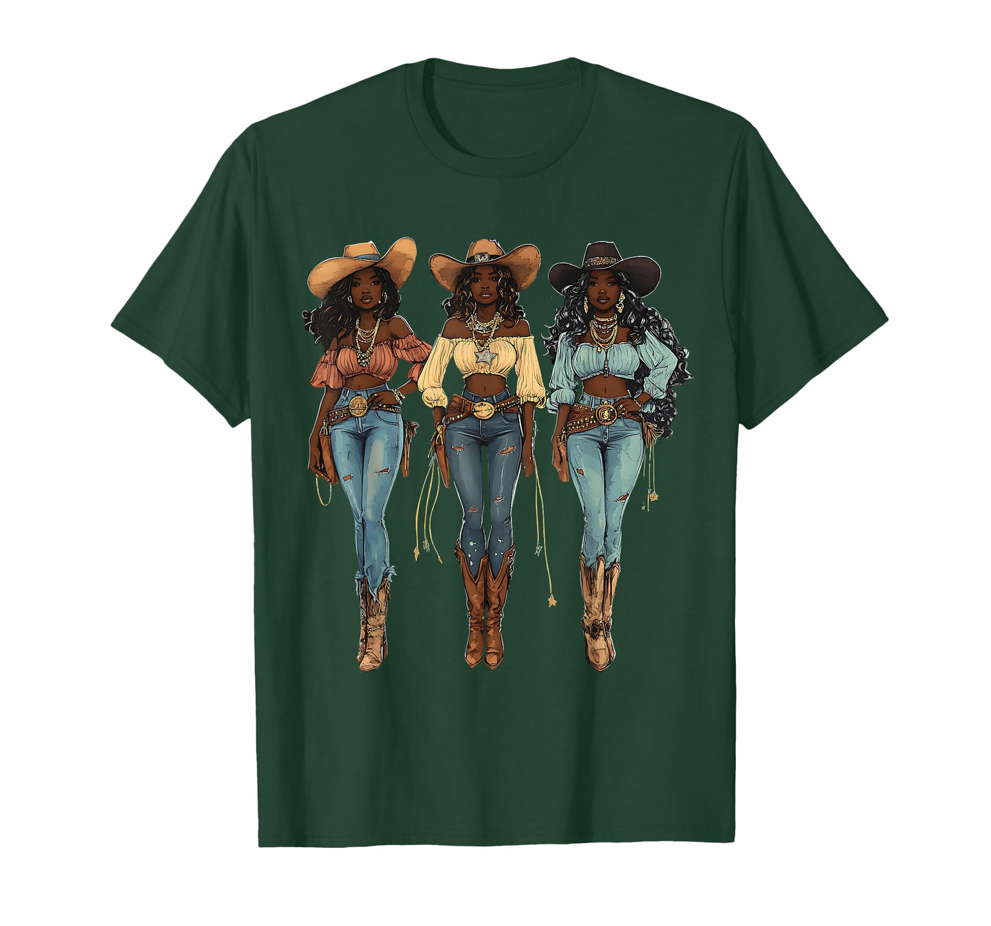 Black African American Cowgirl Western Country Texas Rodeo T-Shirt