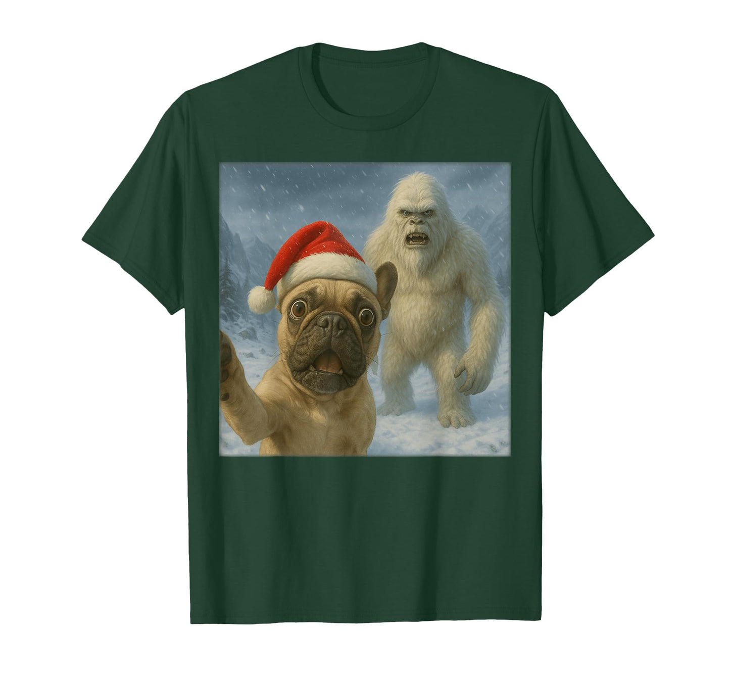 French Bulldog Yeti Selfie Funny Christmas Dog Pet Owner T-Shirt