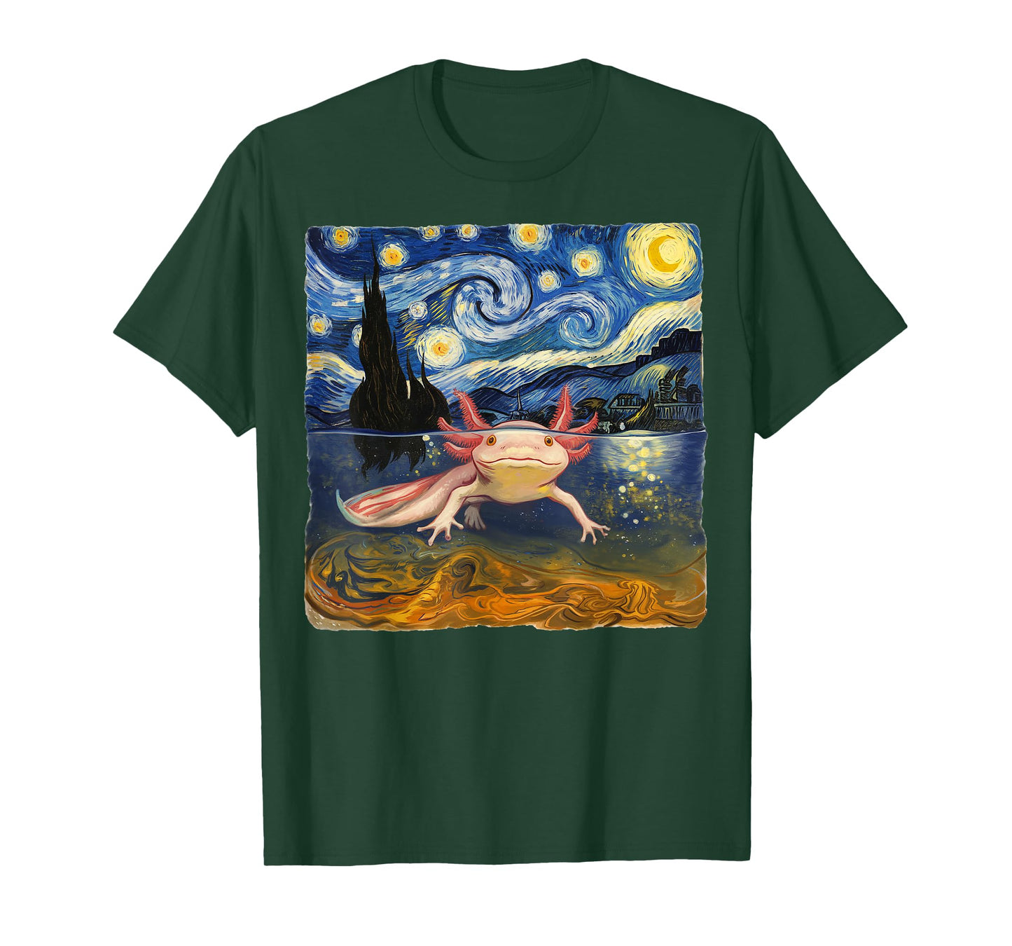 Axolotl Starry Night Van Gogh Funny Gifts For Men Women Kid T-Shirt