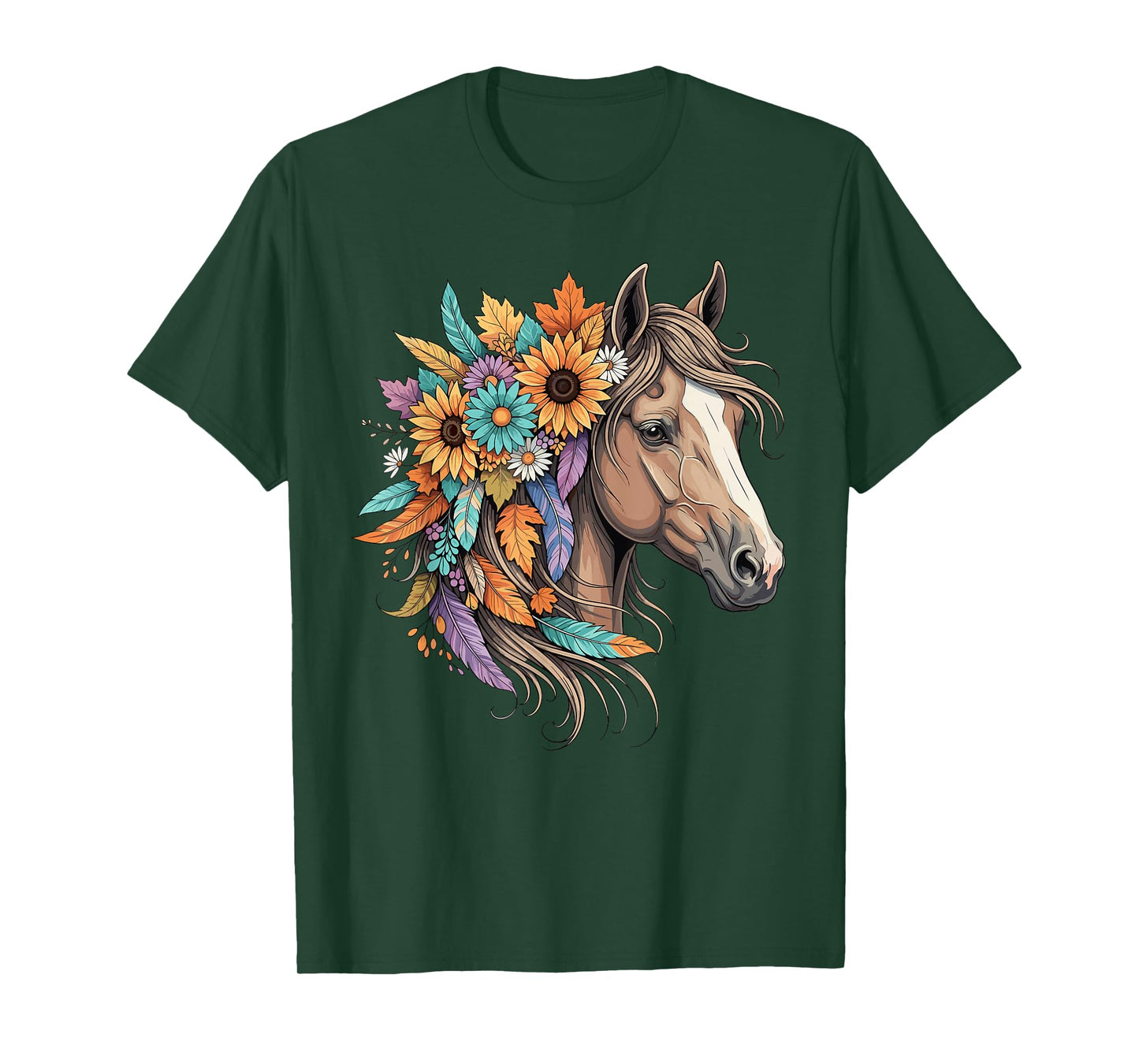 Floral Wild Horse Country Horse Riding Women Girls T-Shirt