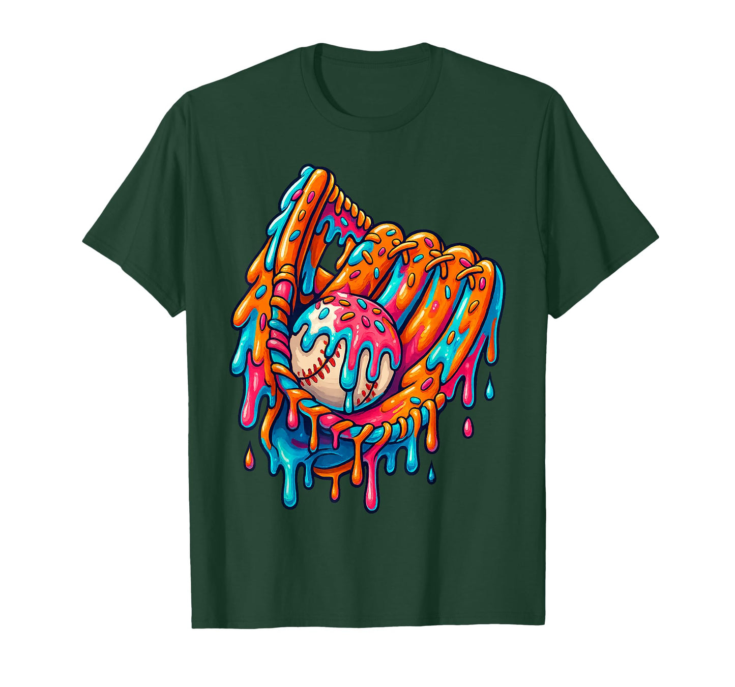 Baseball Drip Ice Cream Sprinkles Baseball Glove for Boys T-Shirt