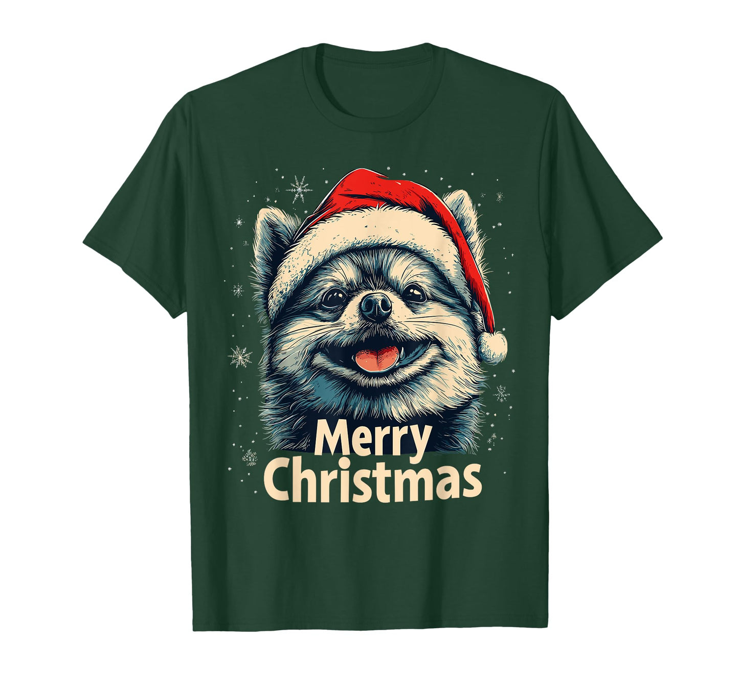 Pomeranian Santa Hat Merry Christmas Xmas Pom Lover Pajama T-Shirt