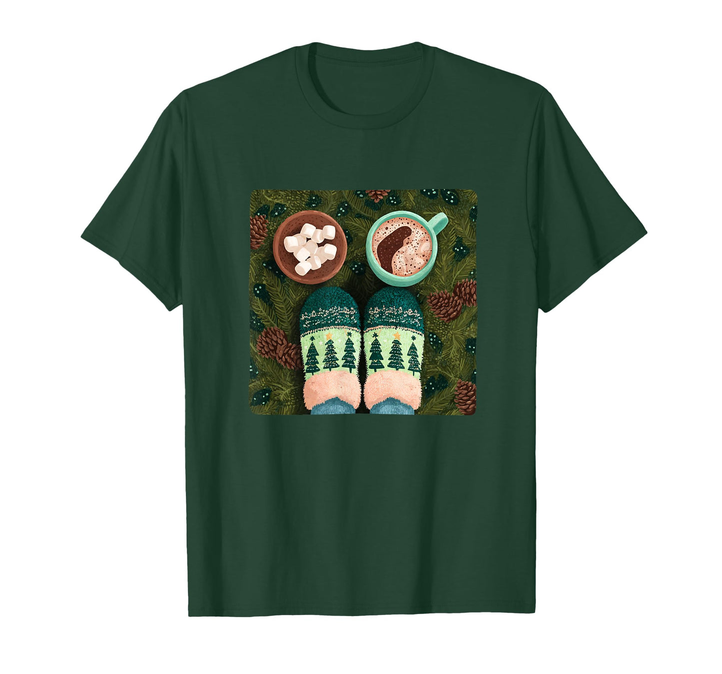 Festive Cozy Socks and Cacao Costume for Marshmallow Lovers T-Shirt