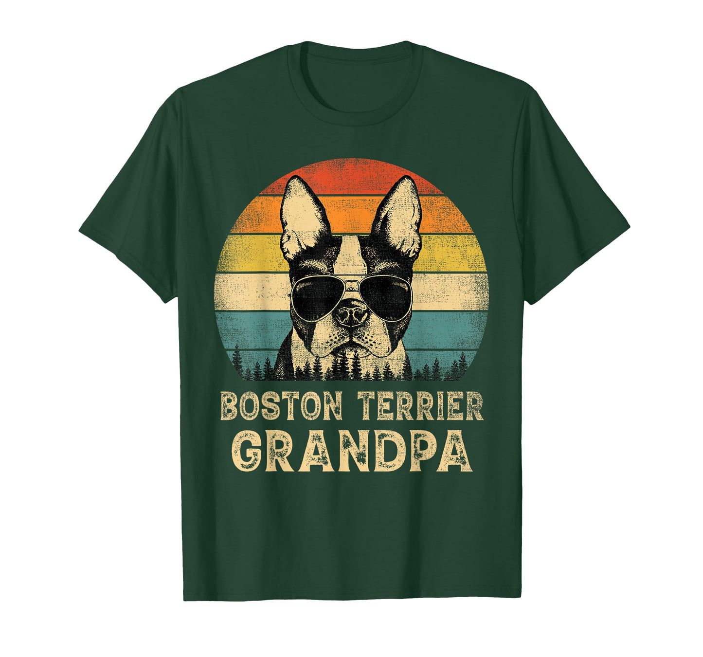 Vintage Boston Terrier Grandpa Dog Lovers Father's Day T-Shirt