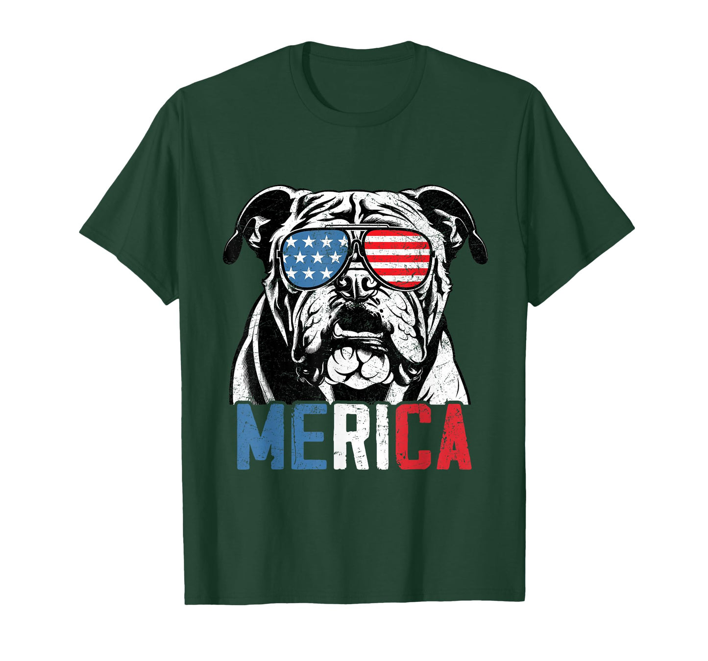 Patriotic English Bulldog Dog Merica 4th Of July Funny T-Shirt
