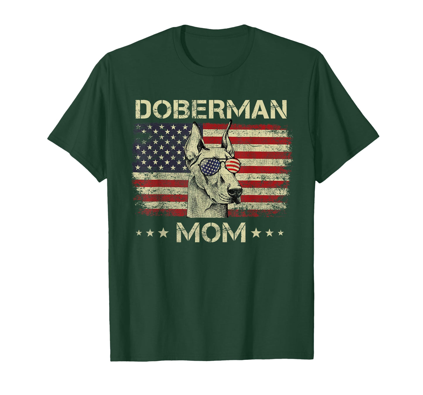 Doberman Mom Dog Lovers American Flag 4th Of July T-Shirt