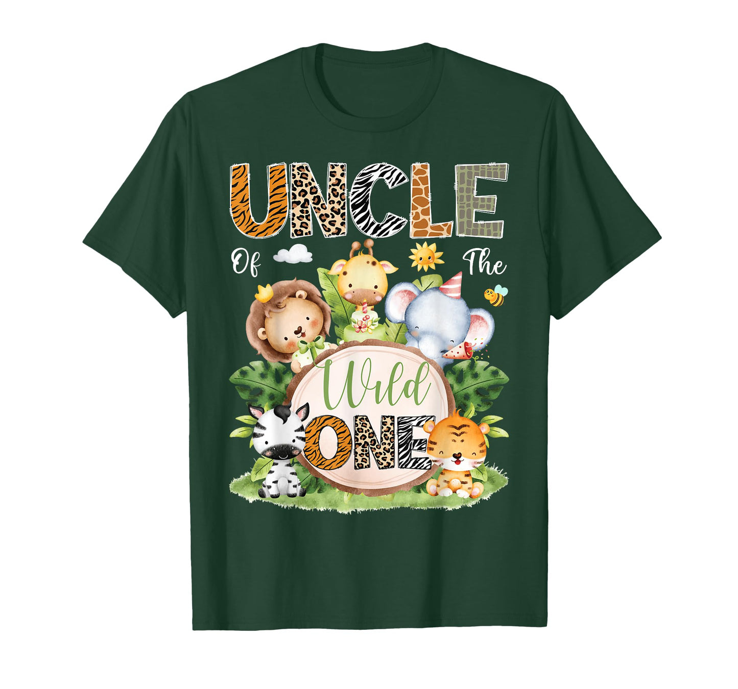 Uncle Of The Wild One 1St Birthday Kids Safari Jungle T-Shirt
