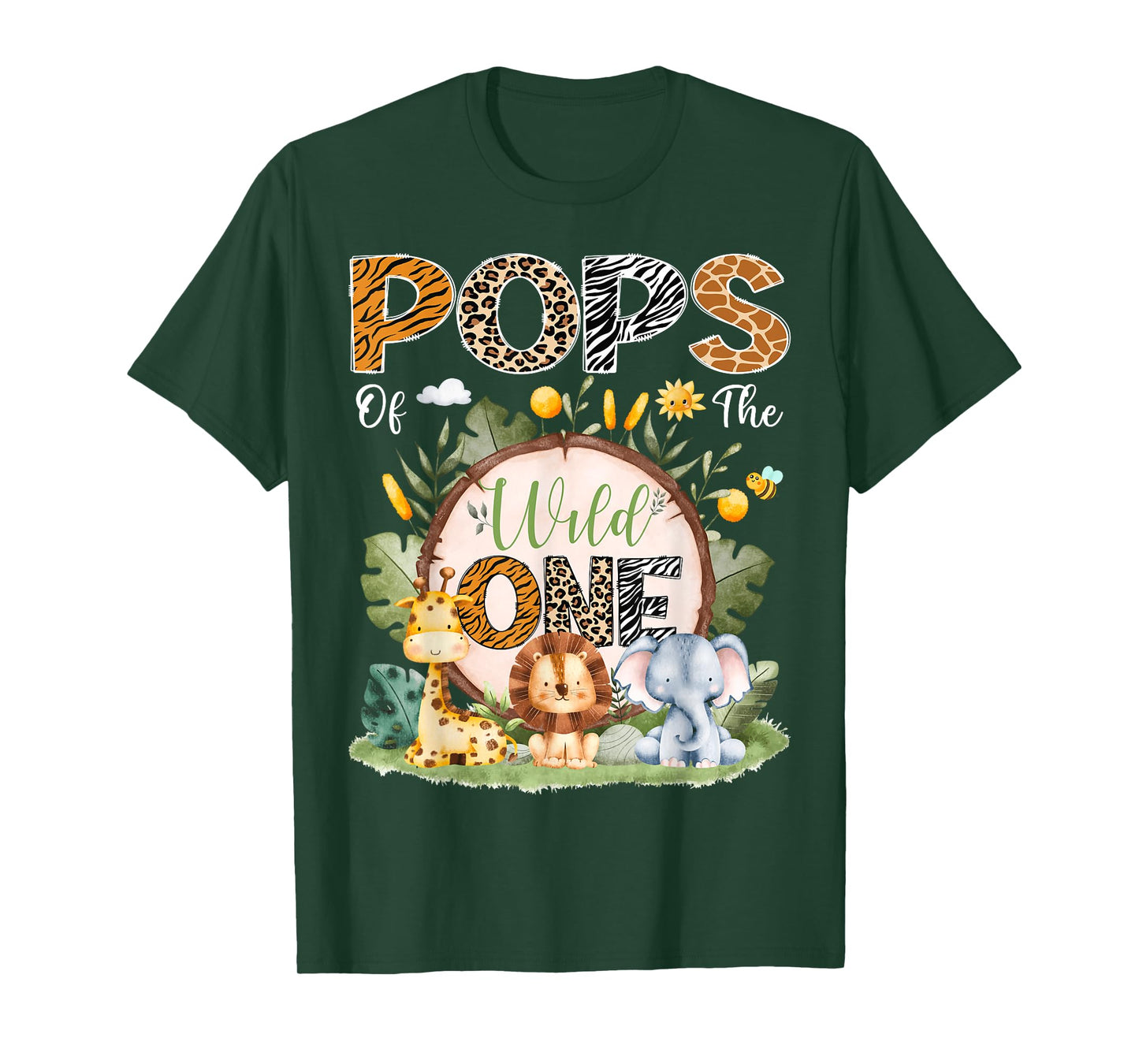 Pops Of The Wild One 1St Bday Safari Jungle Animals T-Shirt