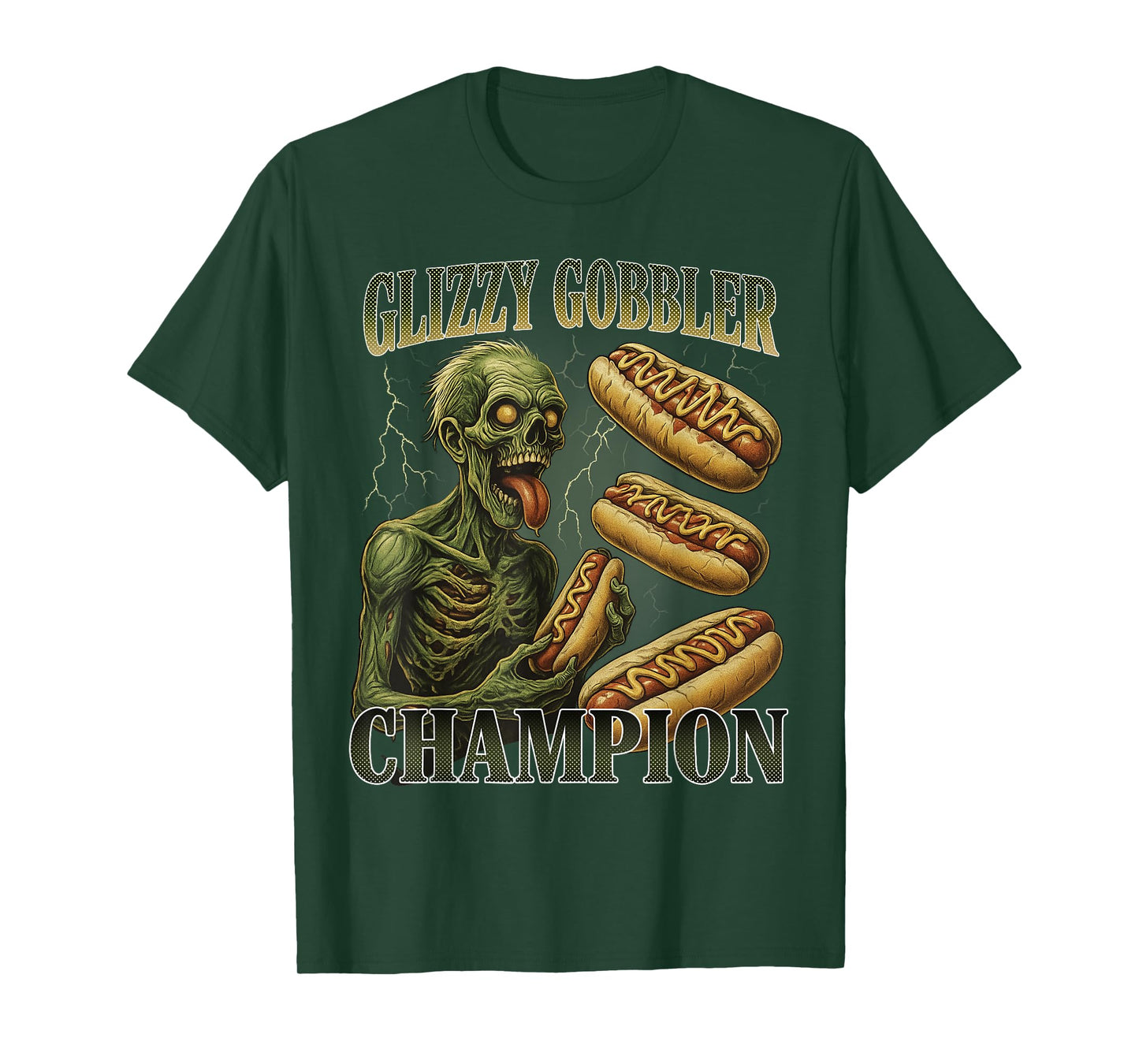 Glizzy Gobbler Champion T-Shirt Funny Zombie Hot Dog Eating T-Shirt for Men Women