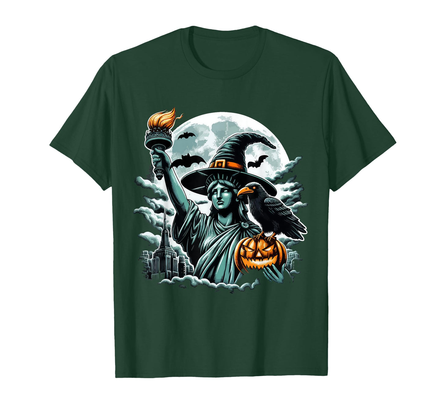 Statue of Liberty Witch Hat Halloween Spooky Feminist Funny T-Shirt
