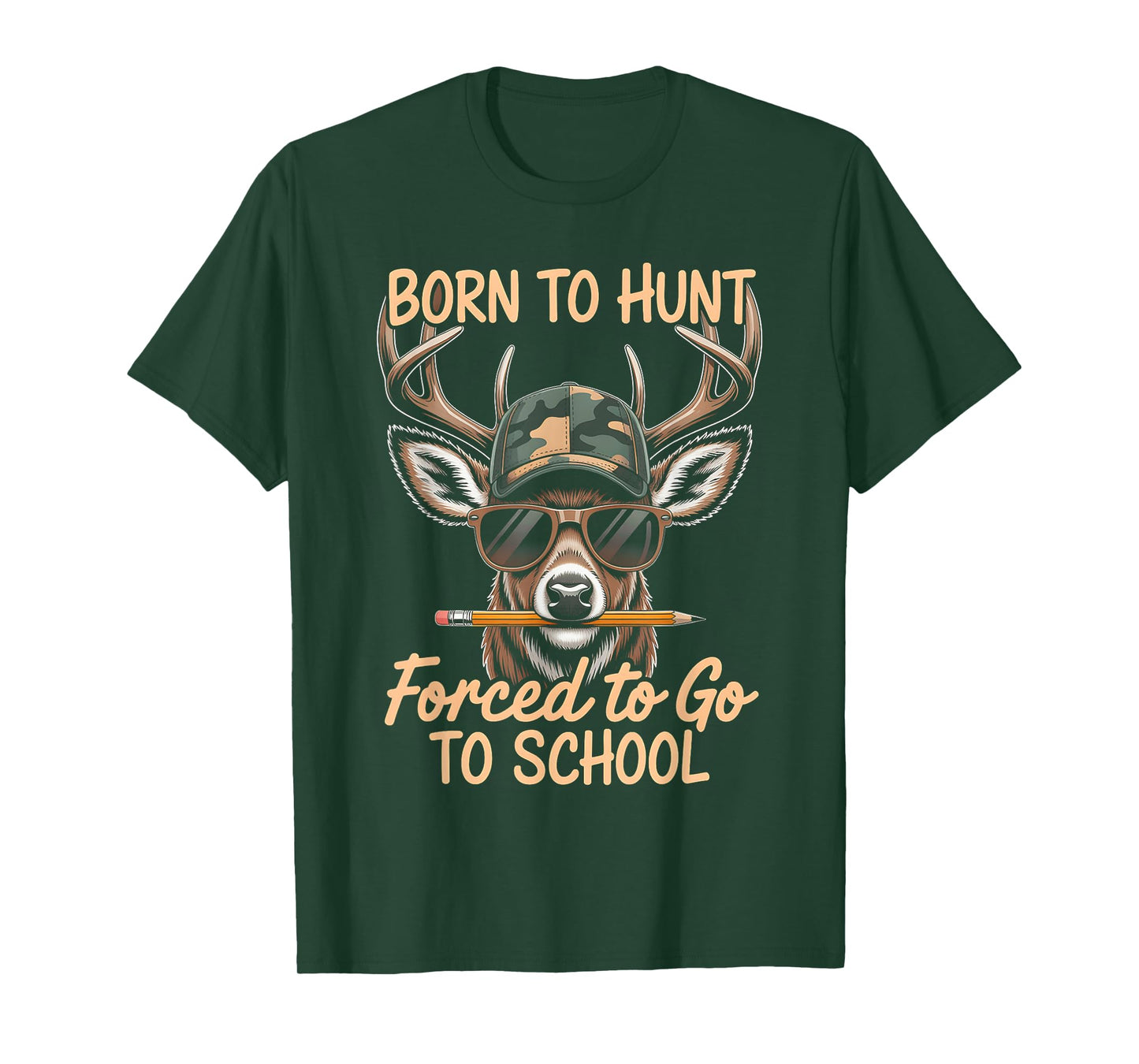 Forced to Go to School Deer Hunting Boy Camo T-Shirt