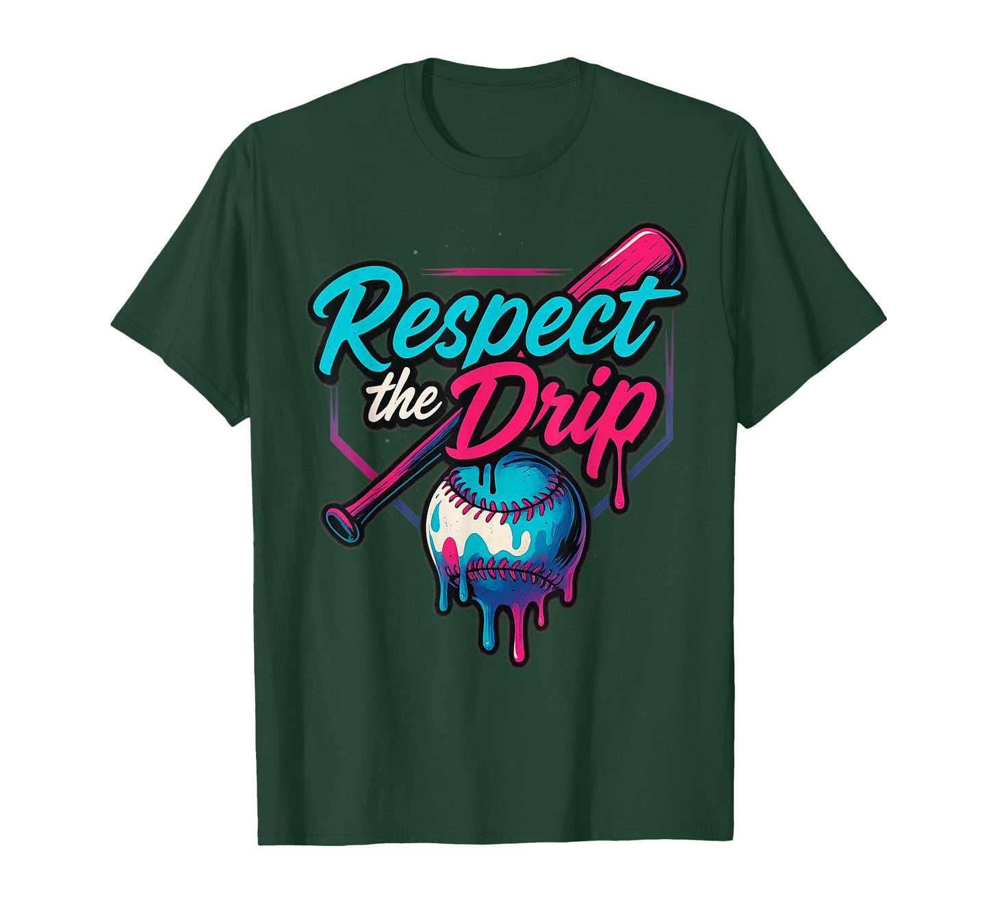 Baseball Home Plate Dripping Ice Cream Drip Respect The Drip T-Shirt