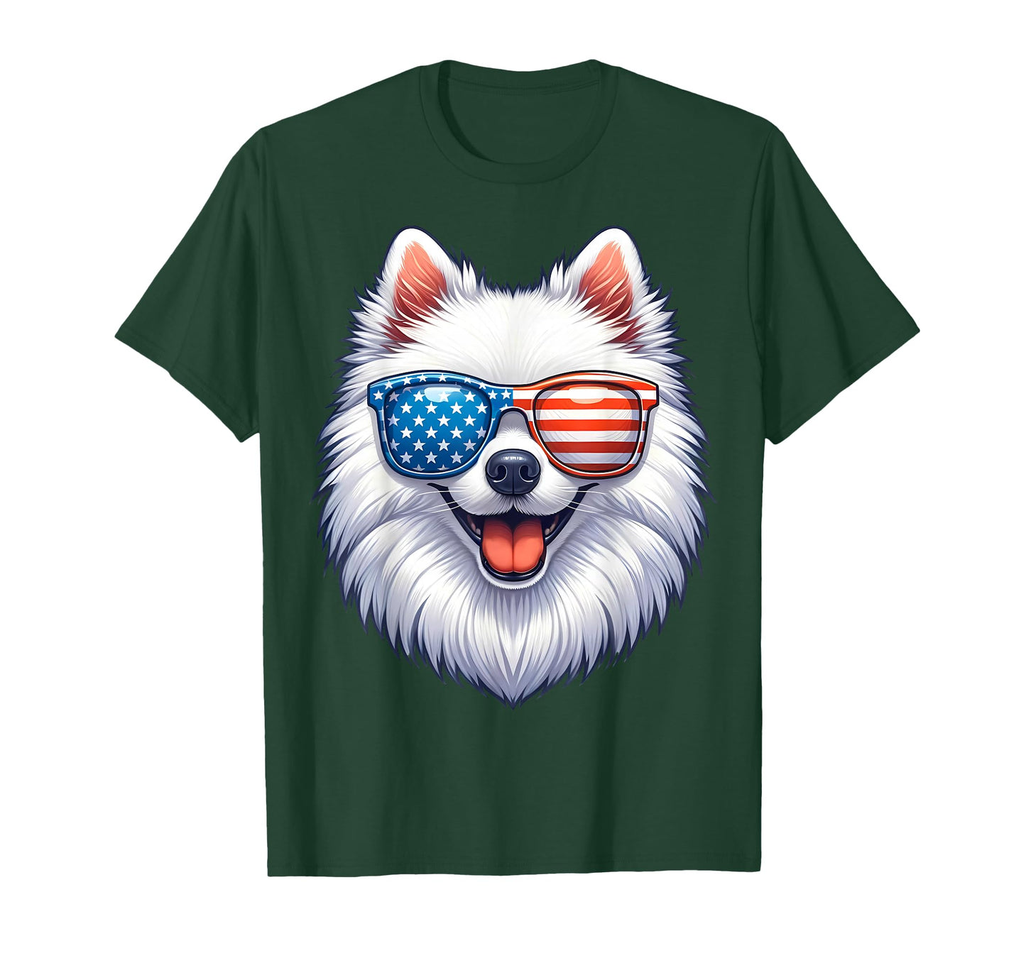 American Eskimo Dog USA Flag Funny Patriotic T-Shirt