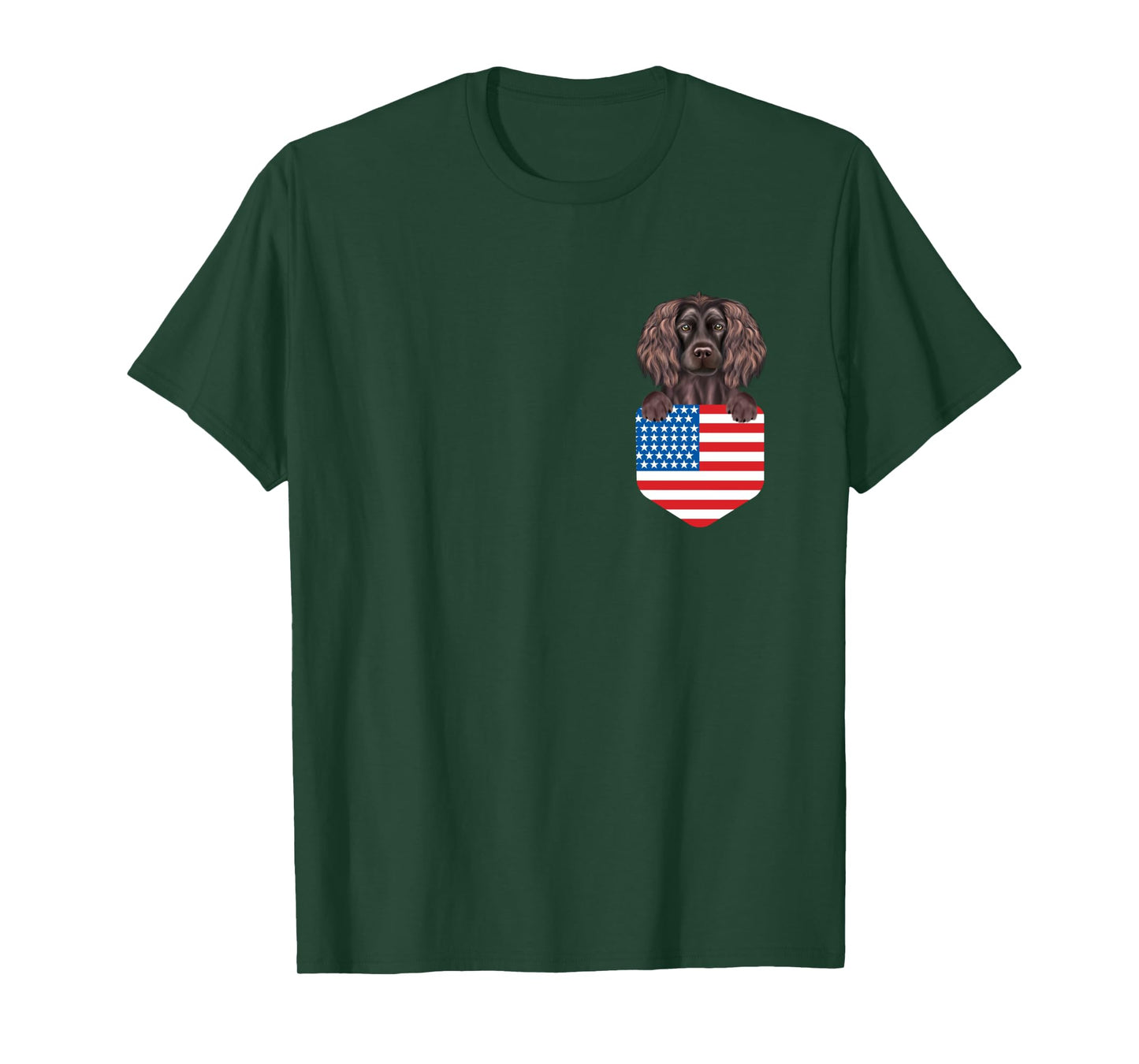 America Flag Boykin Spaniel Dog In Pocket Long Sleeve T-Shirt