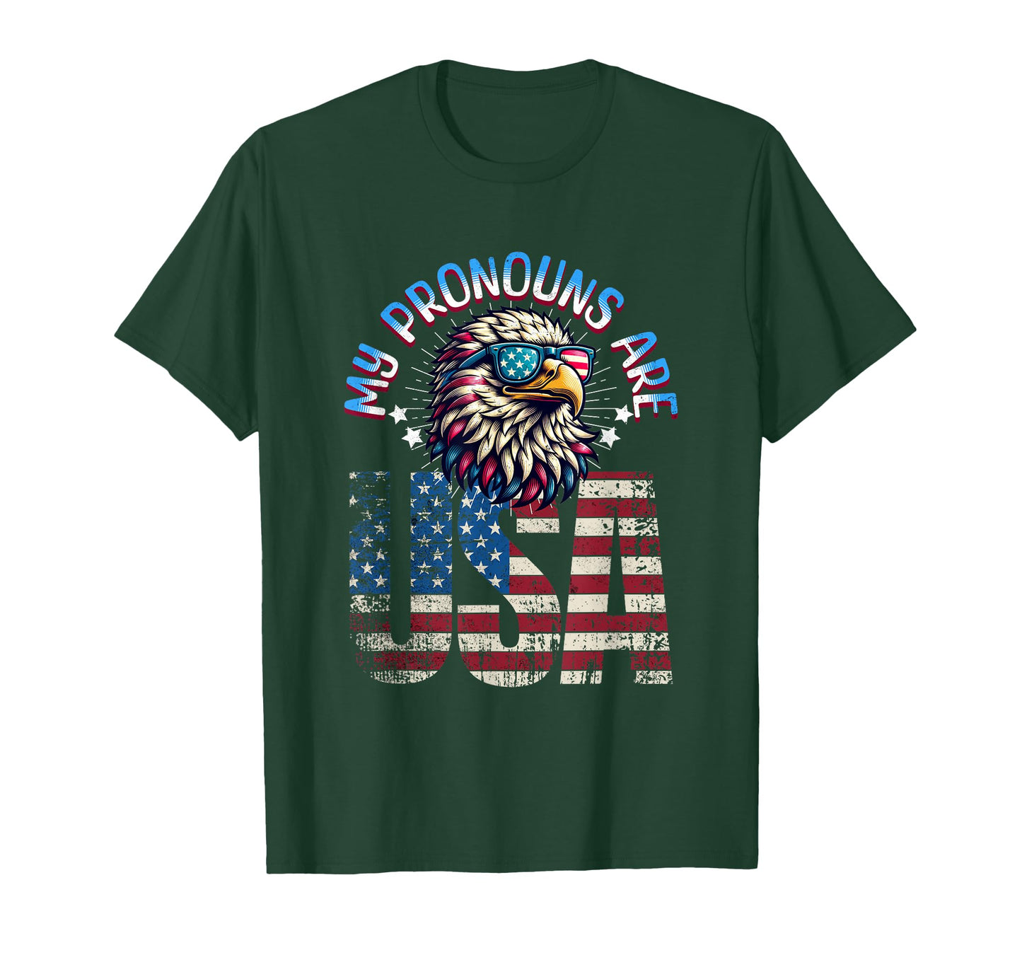 My Pronouns Are USA Funny Eagle 4th of July American Men T-Shirt