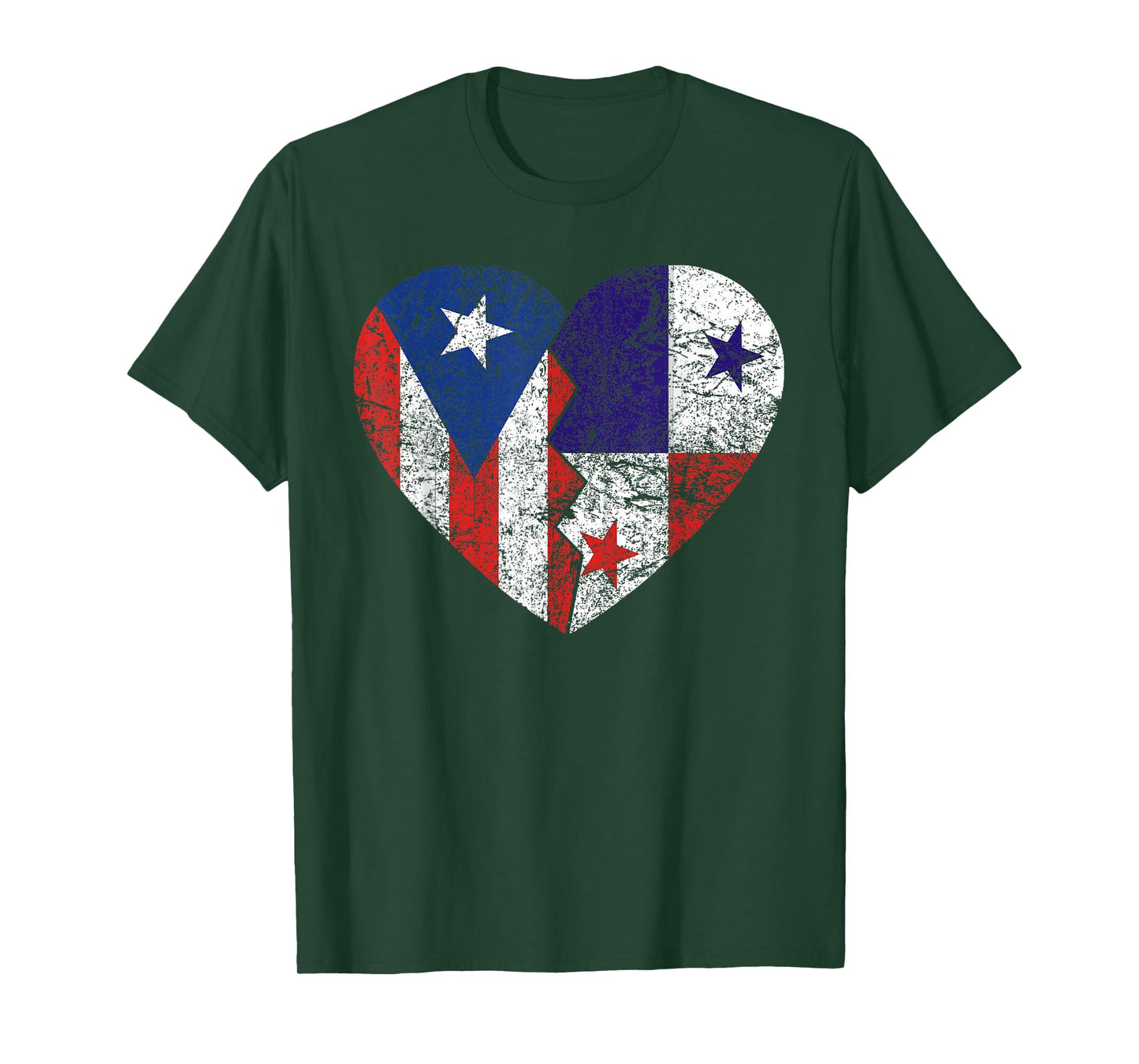 Panamanian Puerto Rican Flags Heart | Puerto Rico Panama T-Shirt