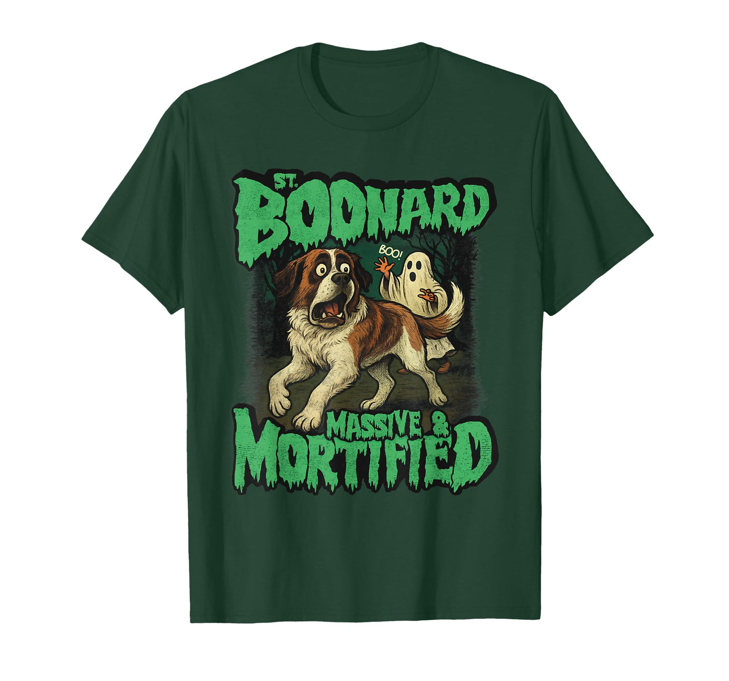 Funny Scared Saint Bernard Halloween, St. Boonard Dog Mom T-Shirt