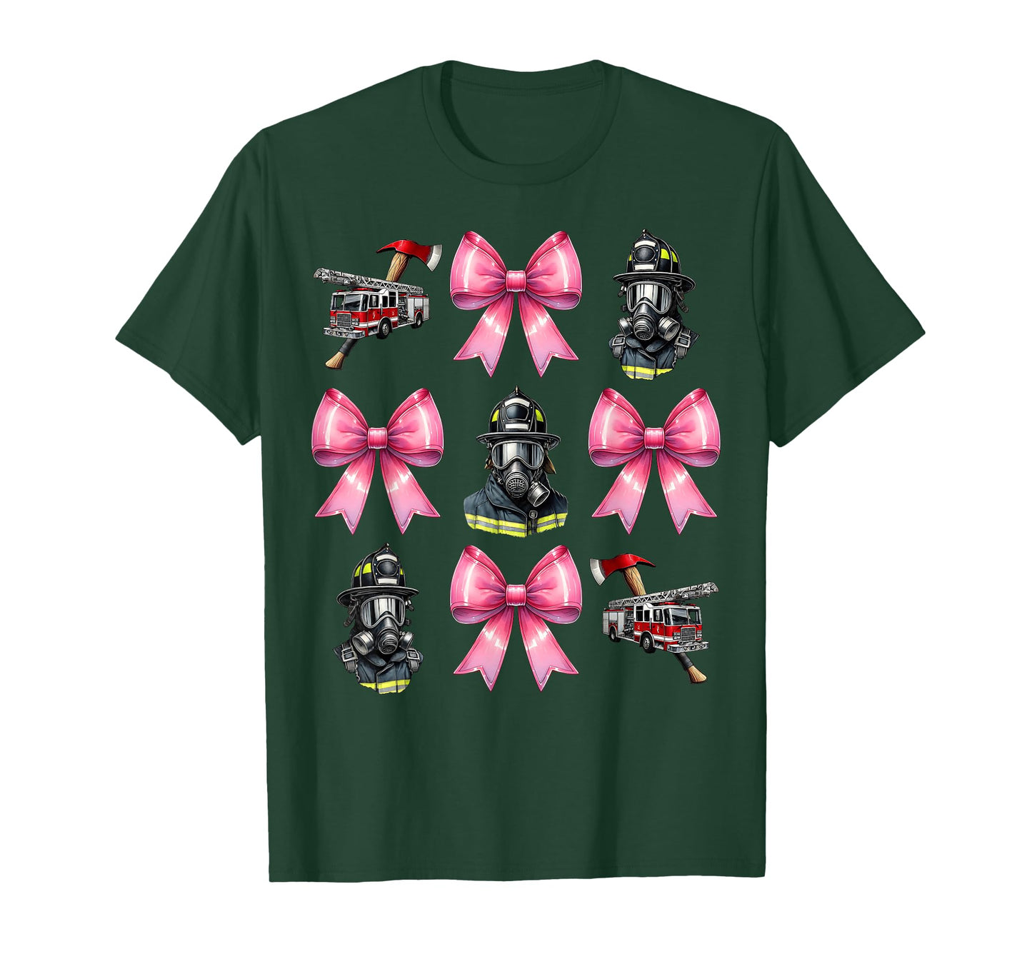 Coquette Bow Firefighting Firefighter Fire Truck Mom Girl T-Shirt