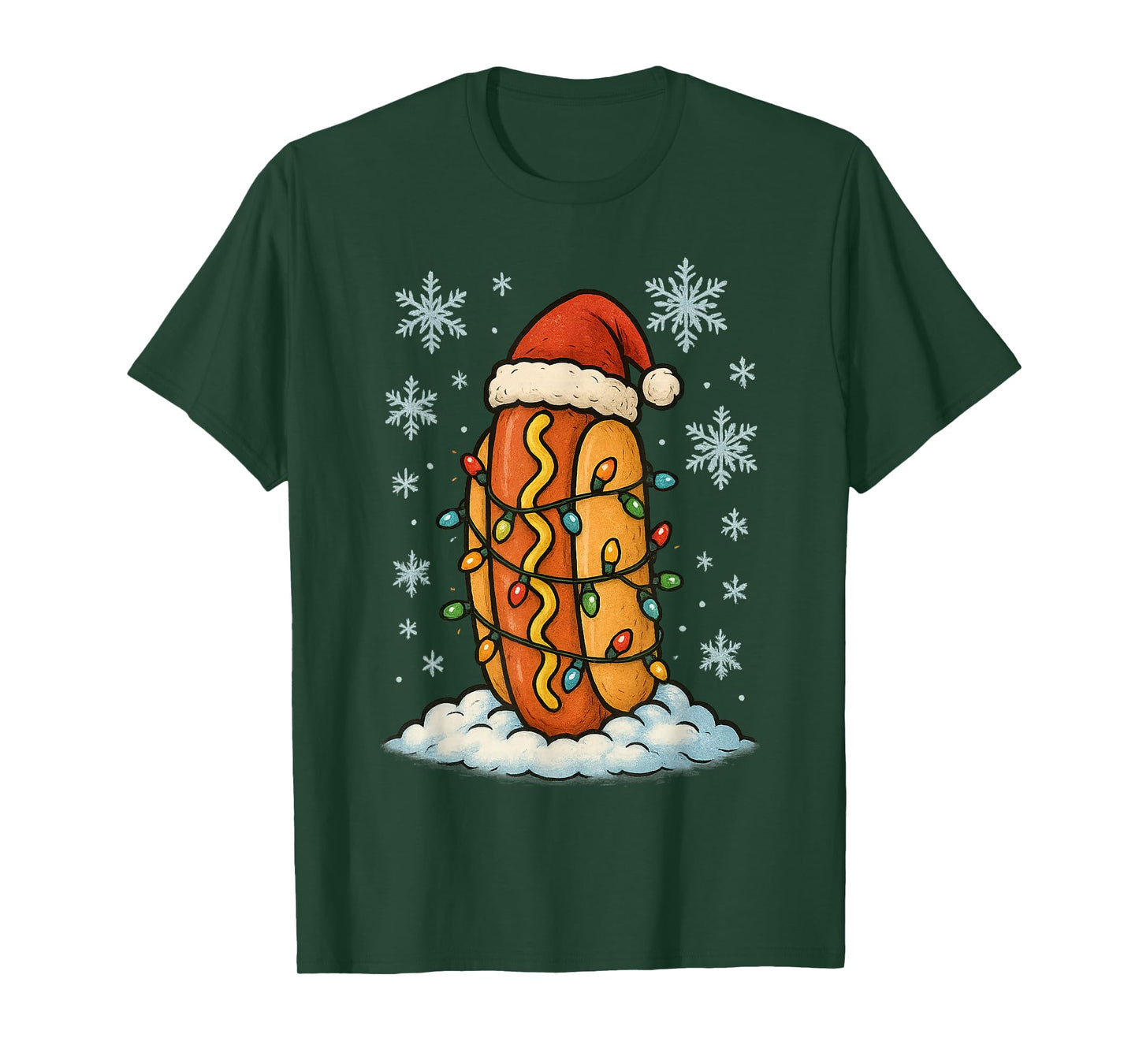 Fun Christmas Lights Wrapped On Hotdog Fun Holiday Lover T-Shirt