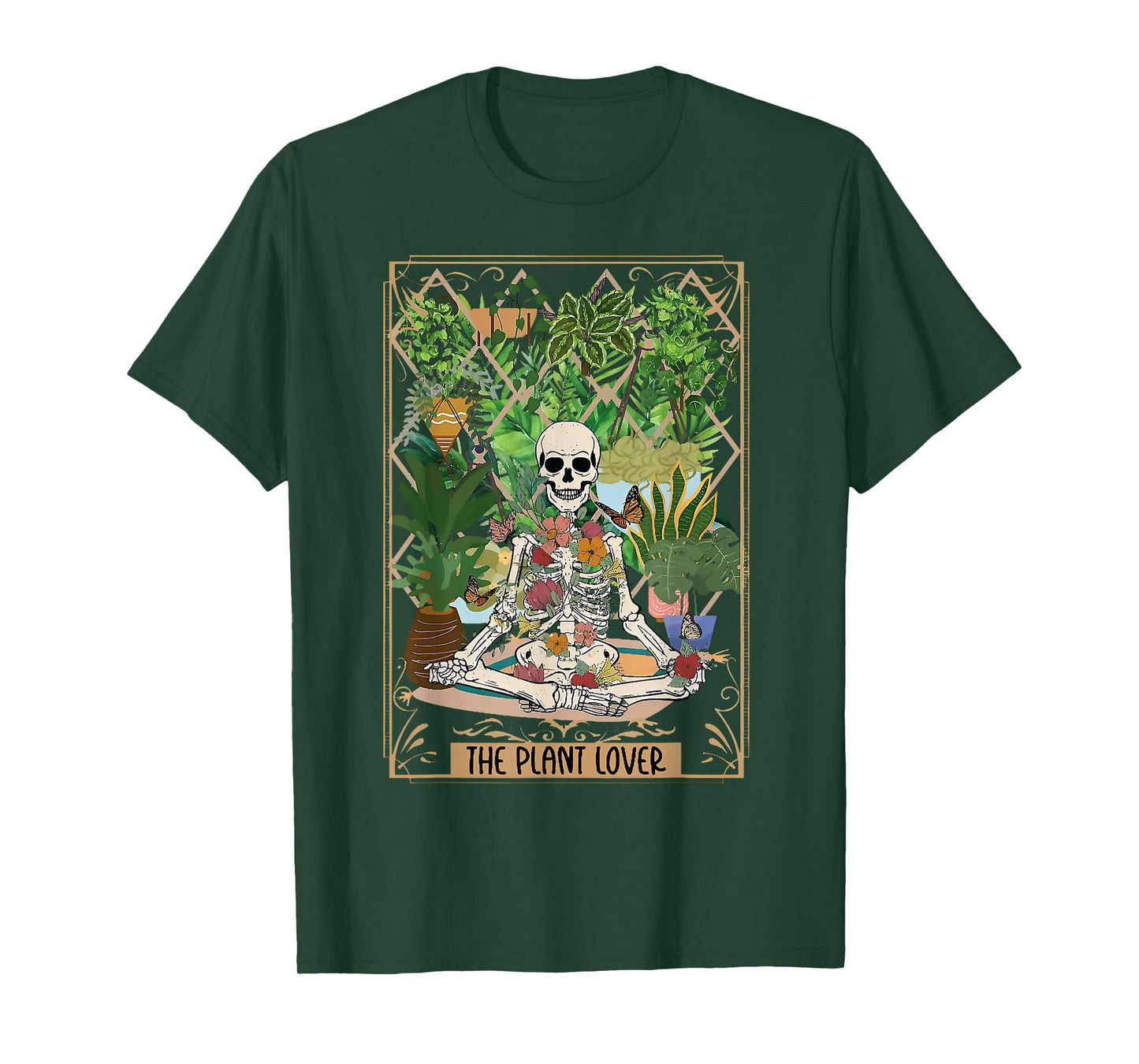The Plant Lover Tarot Card Skeleton Spooky Season Halloween T-Shirt