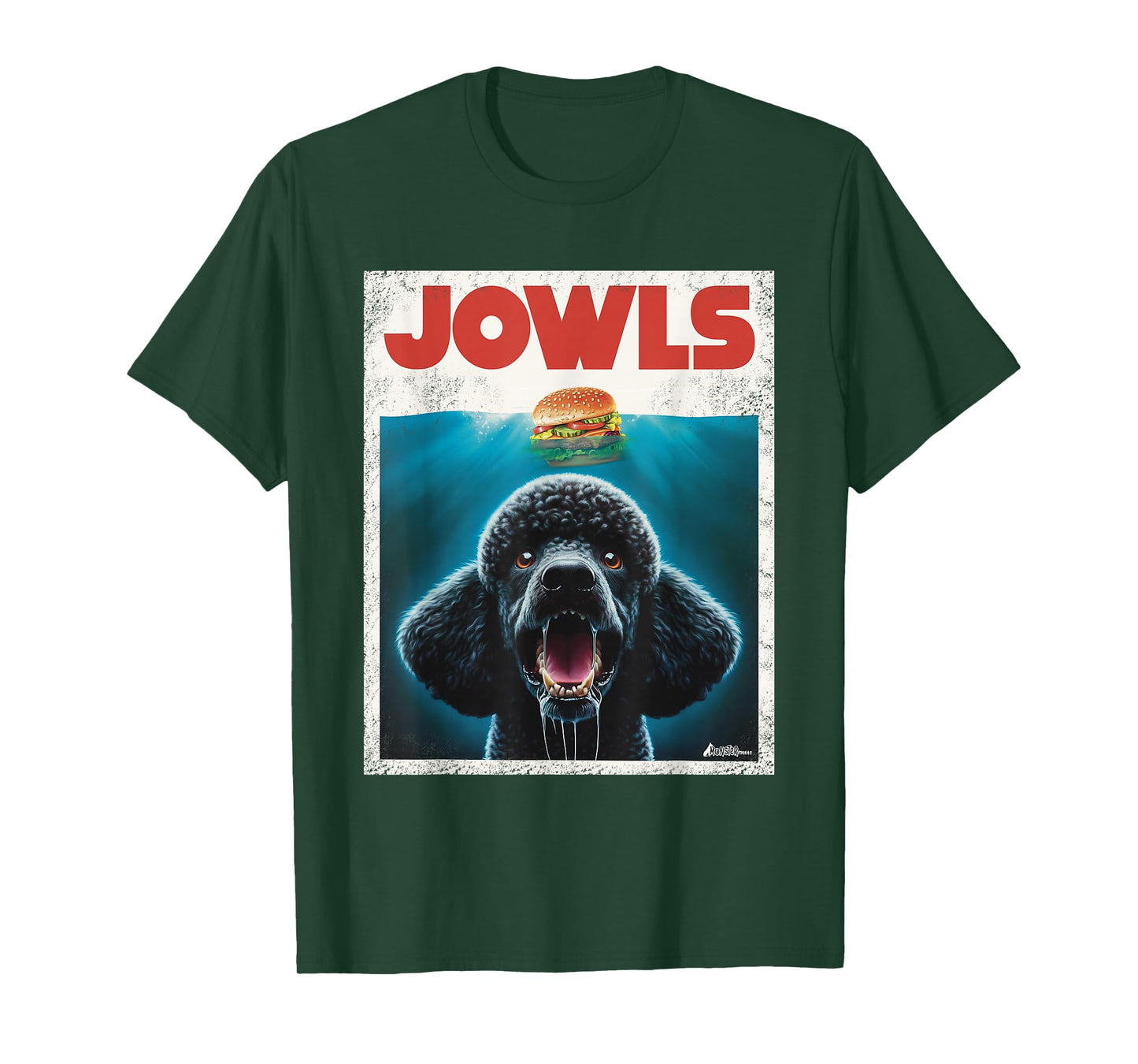 Funny Poodle Black Standard Poodle Jowls Burger Cute Dog Mom T-Shirt